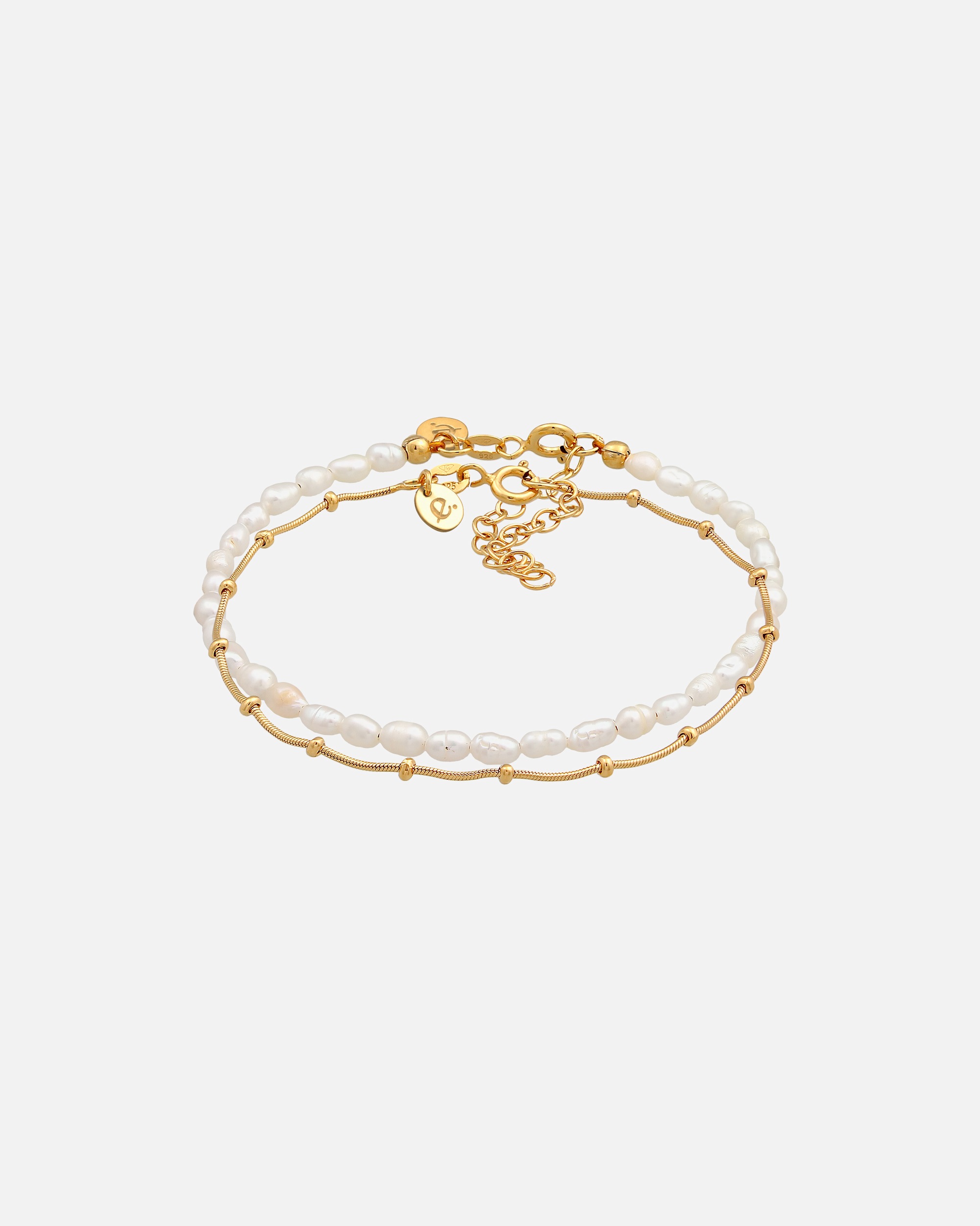 Armband für Weiblich Elli PREMIUM Kugelkette Süßwasserperlen 2er Set 925 Silber 1 Stück
