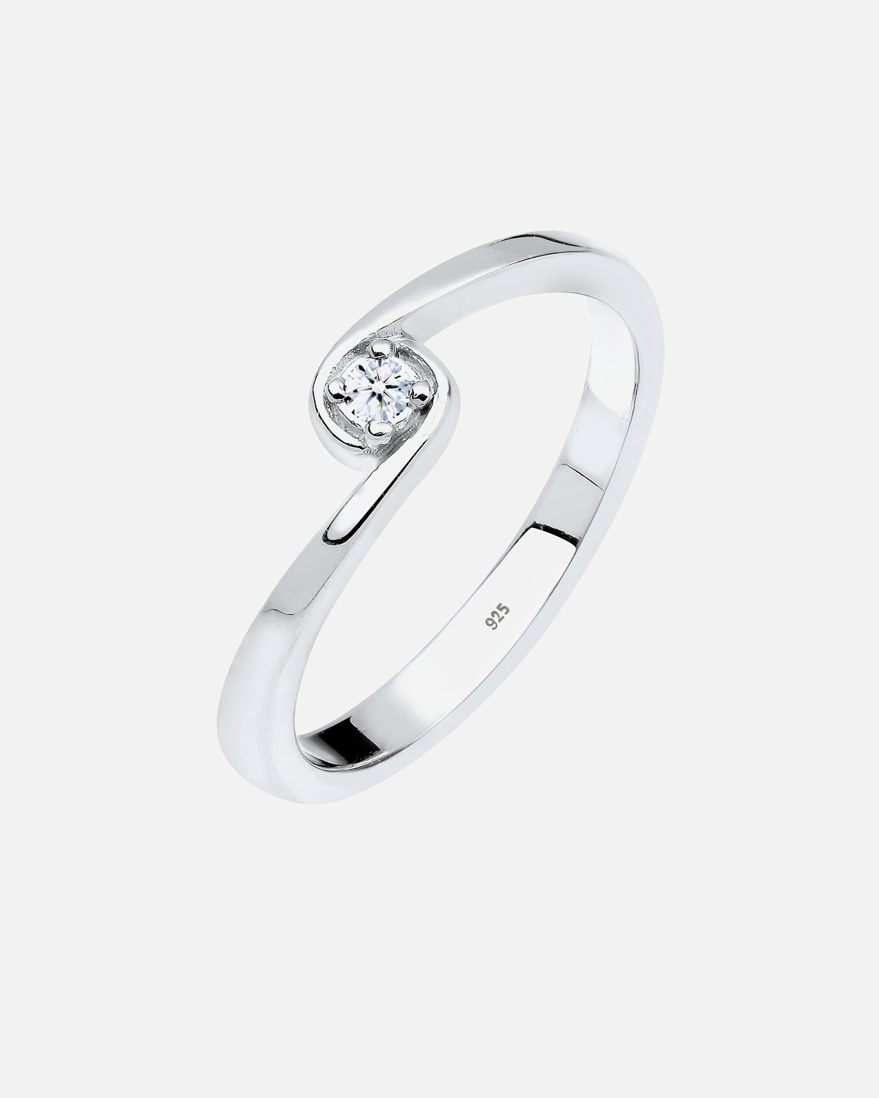 Ring für Weiblich Elli DIAMONDS Solitär Verlobung Diamant 0.03 ct. 925 Silber 58