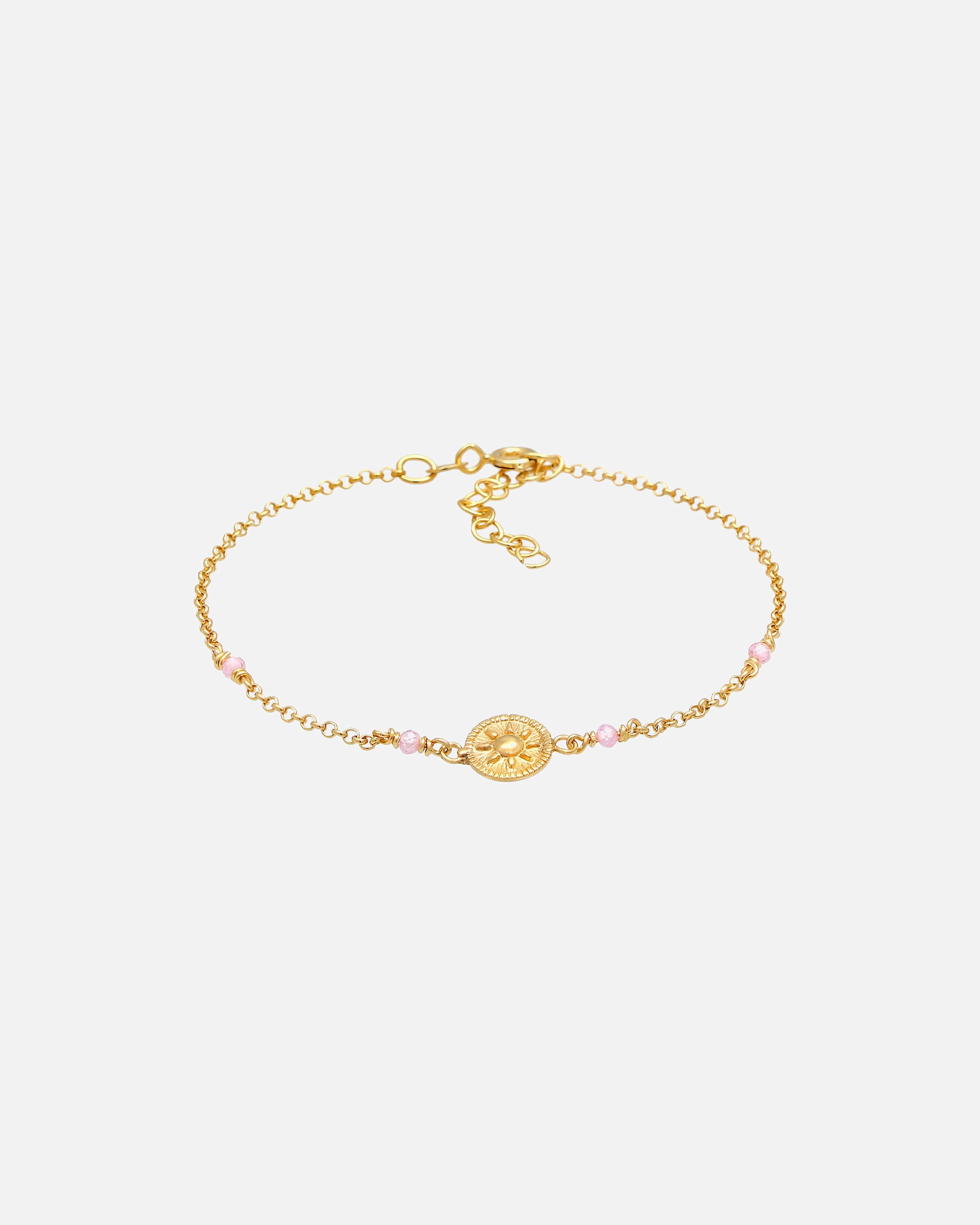Armband für Weiblich Elli Elli Armband Coin Sonne Antik Rosa Quarz 925 Silber vergoldet 1 Stück