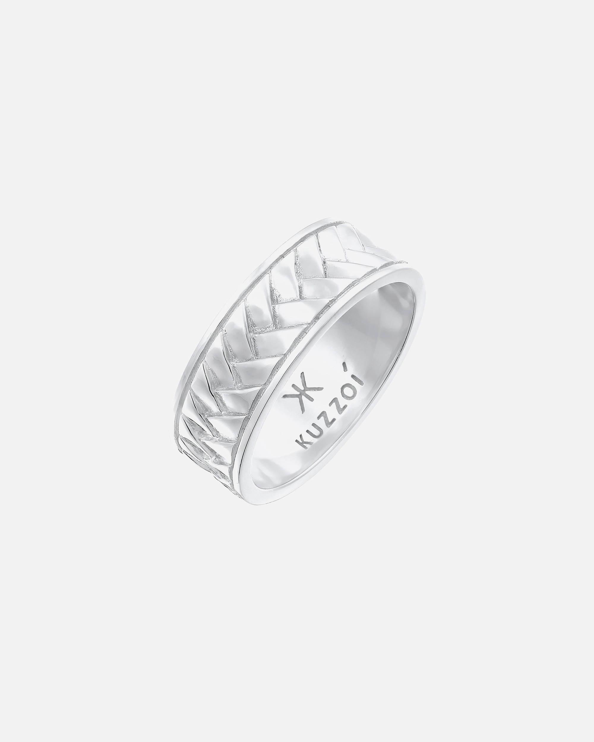 Ring für Männlich KUZZOI Herren Bandring Fischgräten Vintage 925 Silber 56