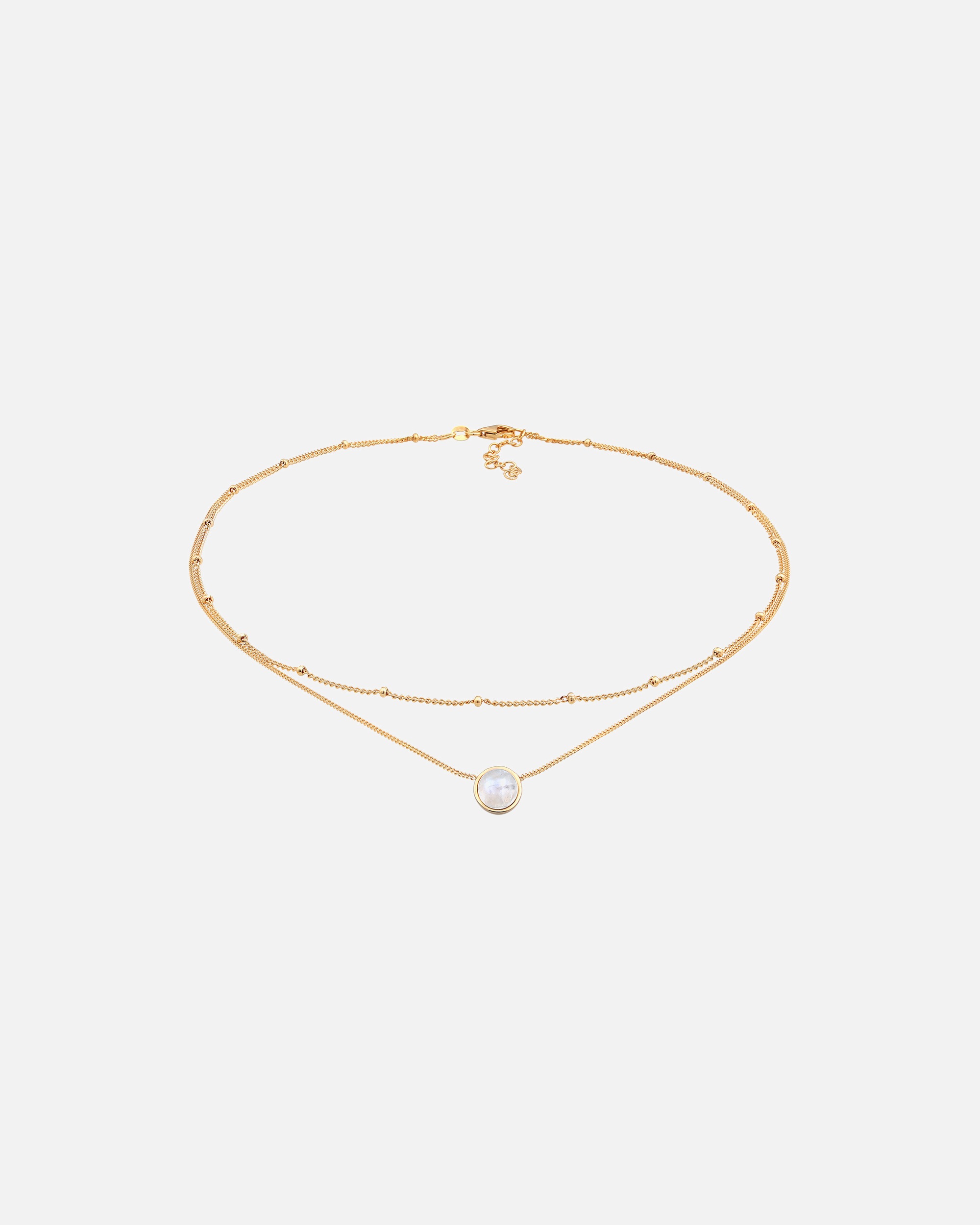 Halskette für Weiblich Elli Choker Layer Mondstein Kugelkette 925 Silber 1 Stück