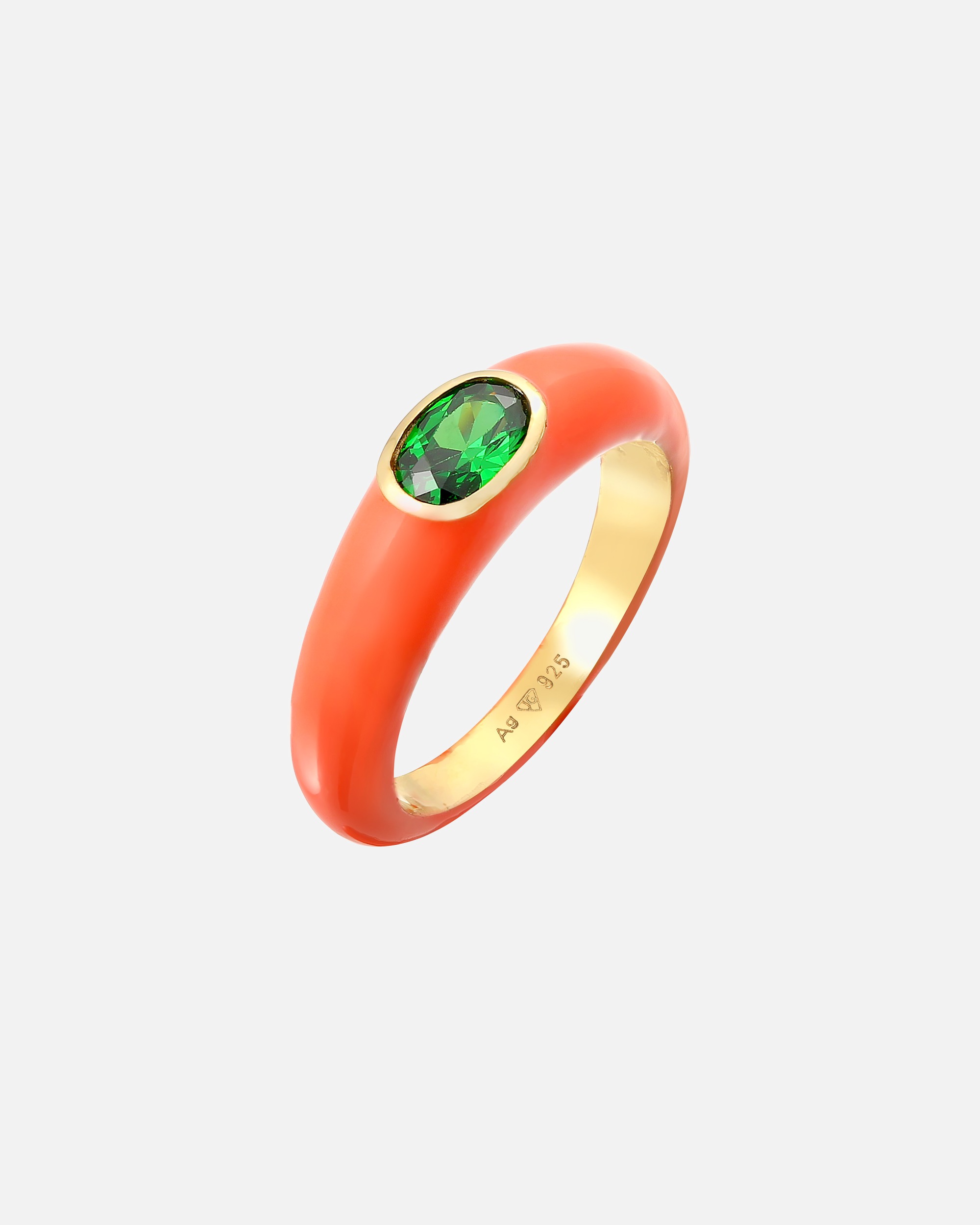 Ring für Weiblich Elli Zirkonia Oval Solitär Emaille Bunt 925 Silber 56