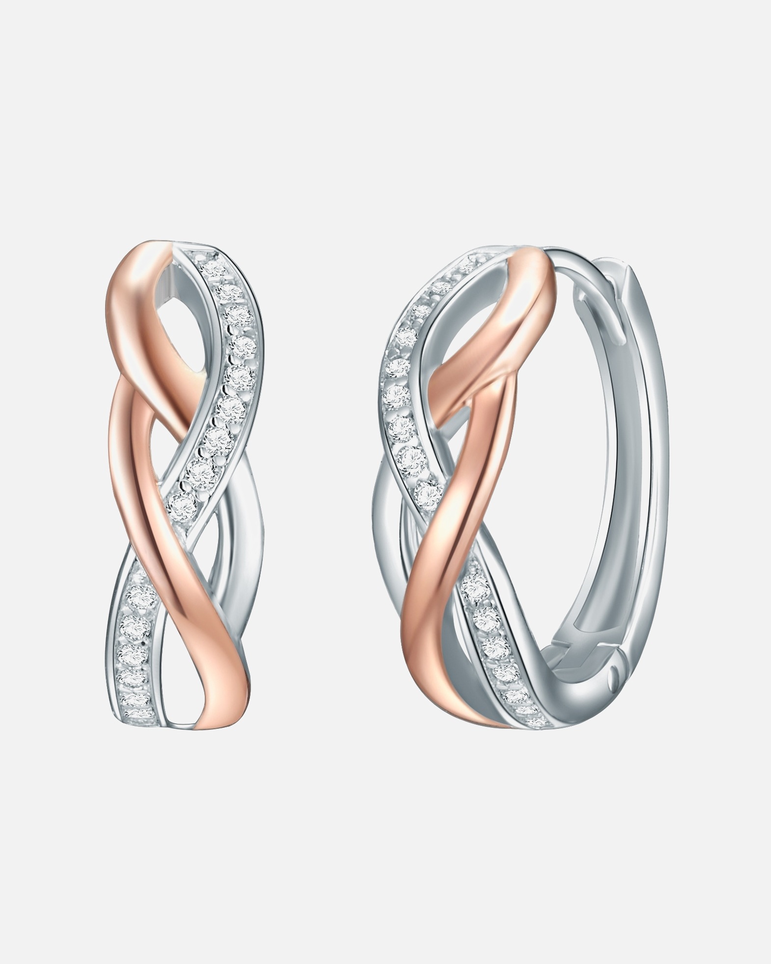 Creolen für Weiblich Rafaela Donata Creolen Sterling Silber Zirkonia in Silber/Roségold 1 Stück