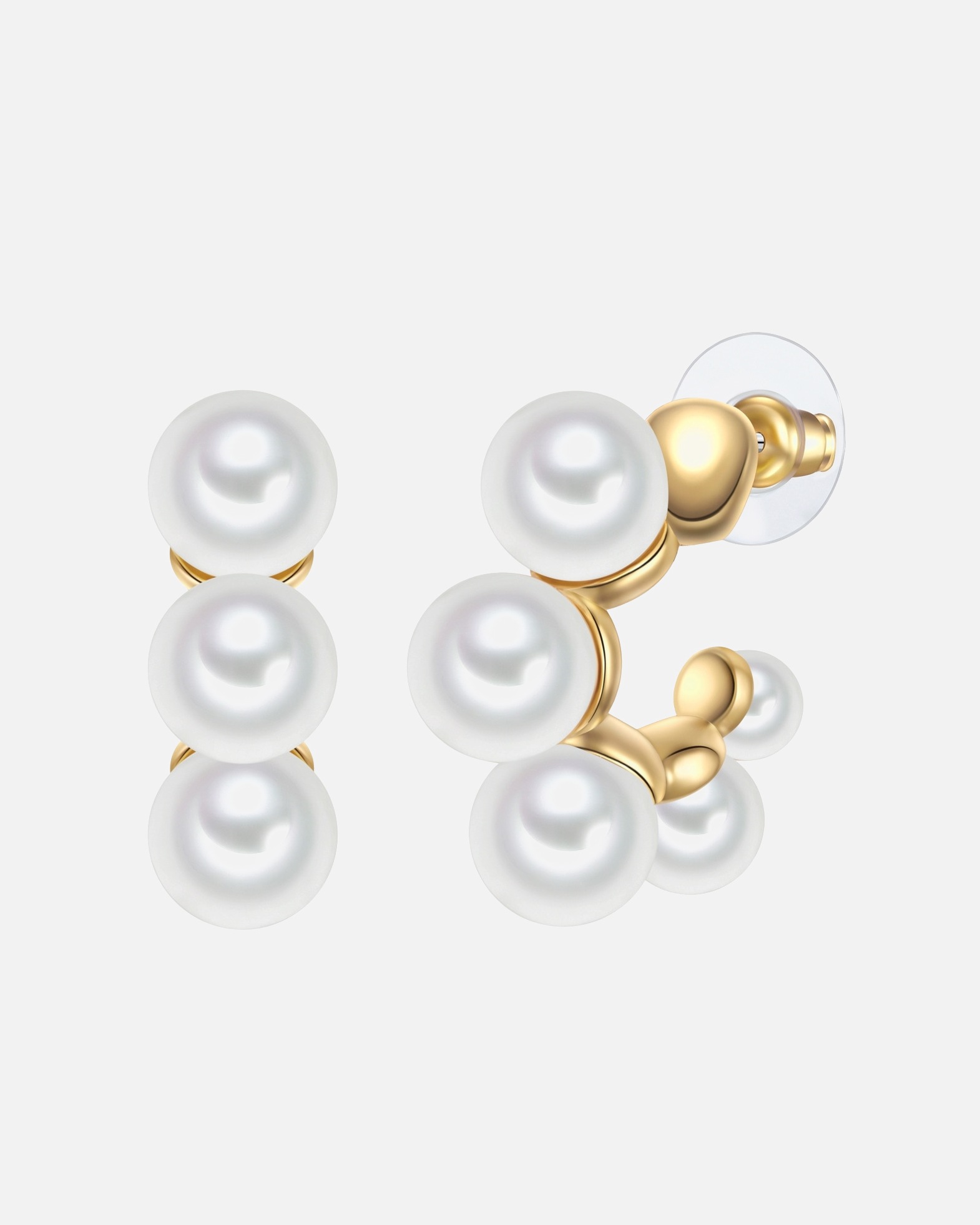 Creolen für Weiblich Yokoamii Creolen aus Metall-Legierung in Gelbgold mit Perle (synth.) 1 Stück