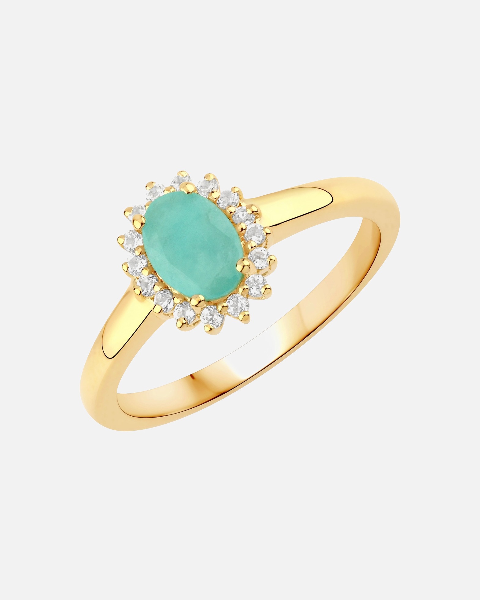 Ring für Weiblich Rafaela Donata Ring Sterling Silber Smaragd in Gelbgold 50