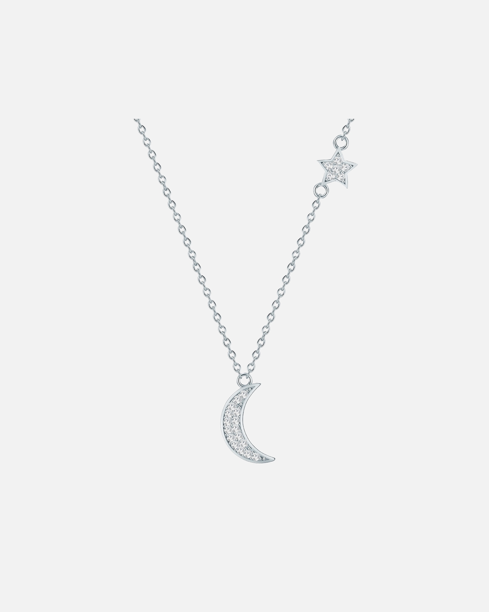 Halskette für Weiblich Rafaela Donata Halskette Mond, Stern Sterling Silber Zirkonia in Gelbgold 1 Stück