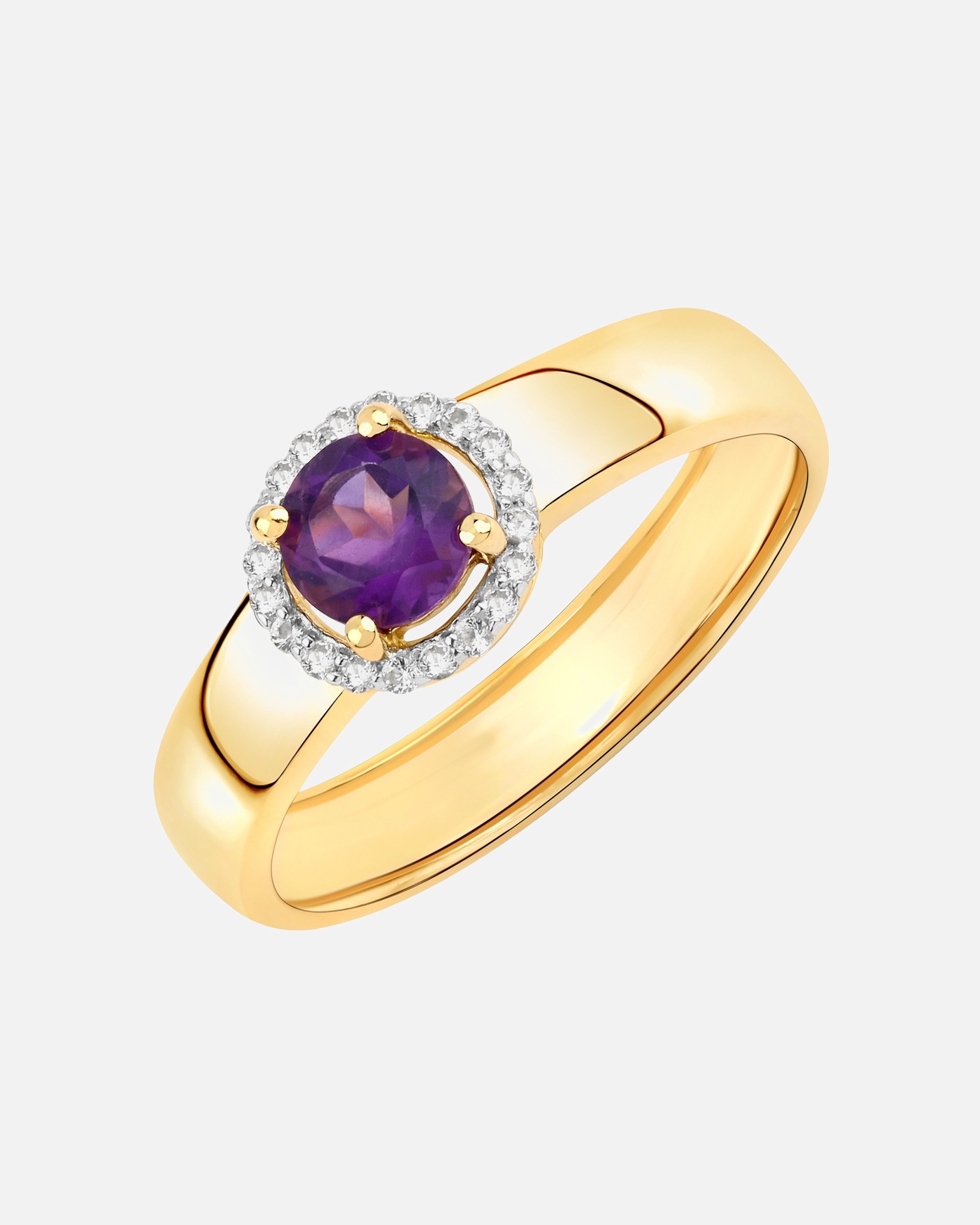 Ring für Weiblich Rafaela Donata Ring Sterling Silber Amethyst in Gelbgold 58