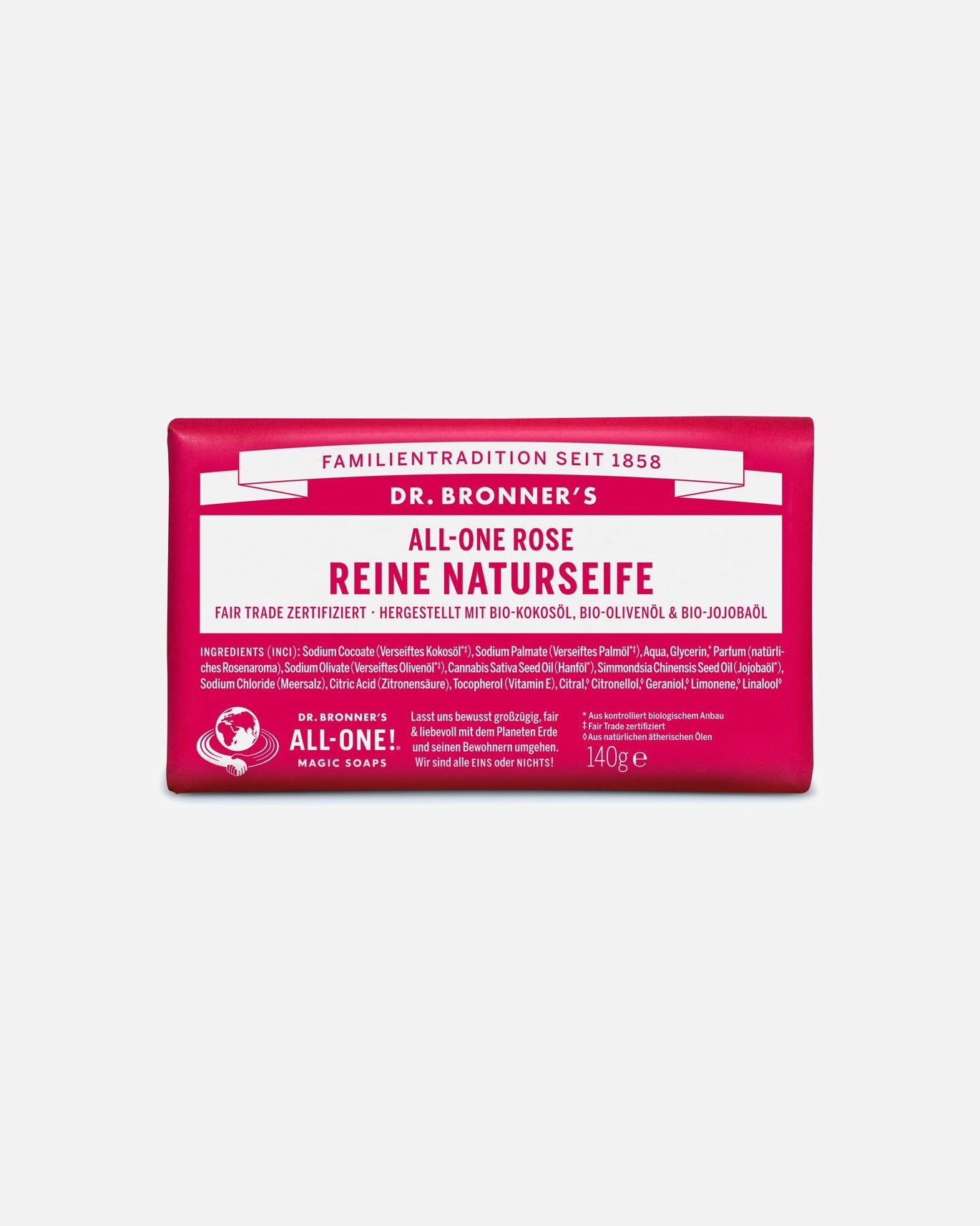 Körperseife für Unisex Dr. Bronner's Rose - All-One Reine Naturseife 140g Rose - All-One Reine Naturseife 140g