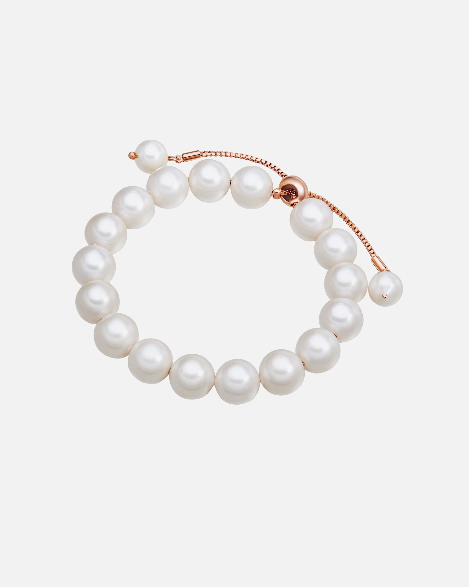 Armband für Weiblich Lulu & Jane Perlen-Armband aus Messing in Roségold mit Muschelkernperle 16,0 - 22,0 cm, flexibel einstellbar