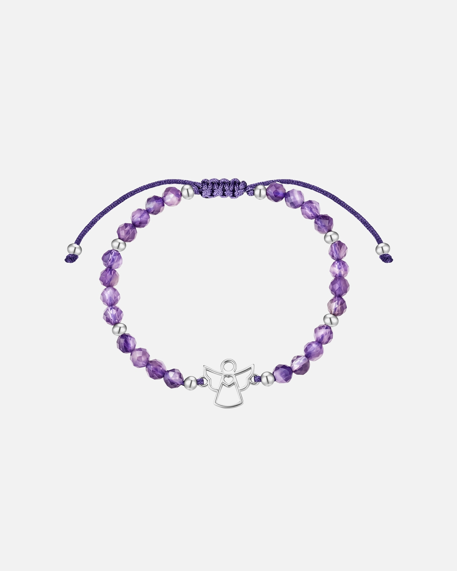 Armband für Weiblich Rafaela Donata Armband Engel aus Messing in Silber mit Amethyst 15,0 - 22,0 cm, flexibel einstellbar