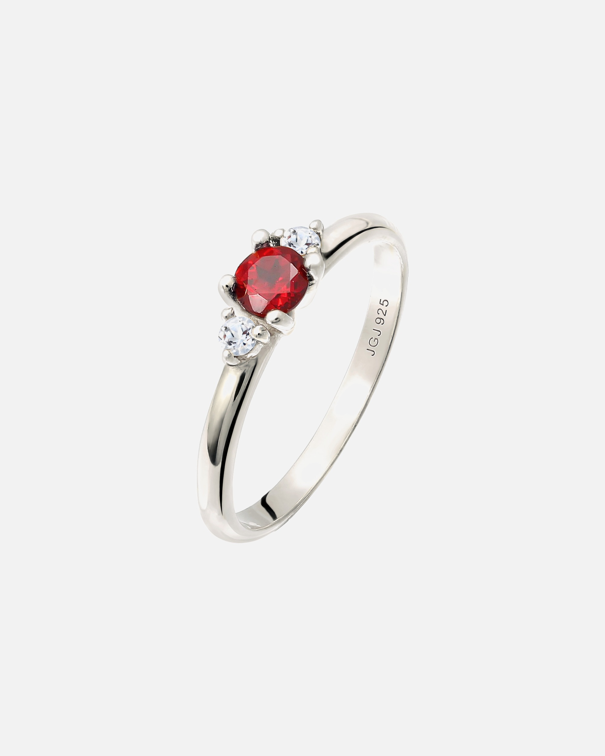 Ring für Weiblich Elli PREMIUM Granat Topas Klassik Rund 925 Silber vergoldet 54