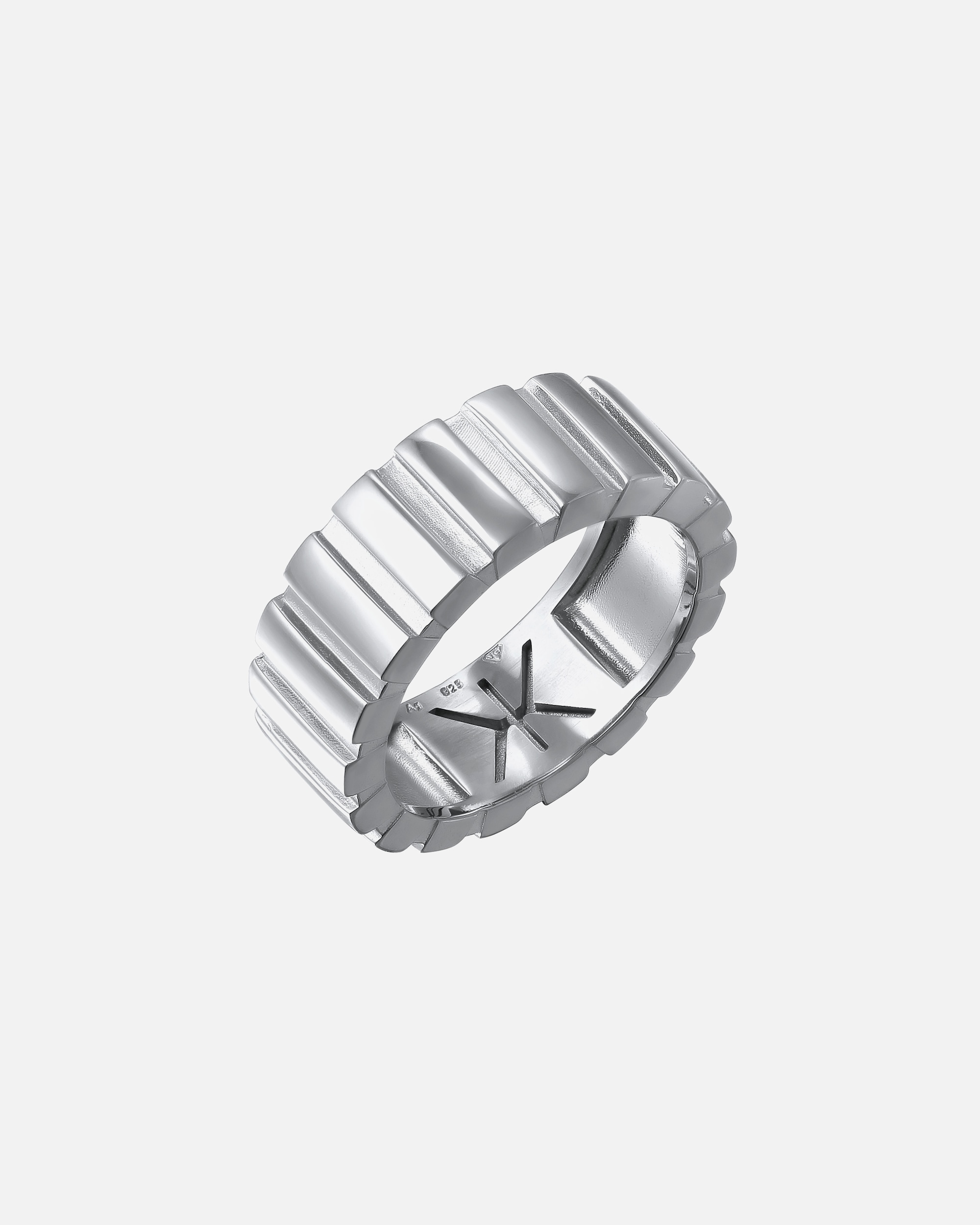 Ring für Männlich KUZZOI Bandring Herren Massiv Rillenlook 925 Sterling Silber 62