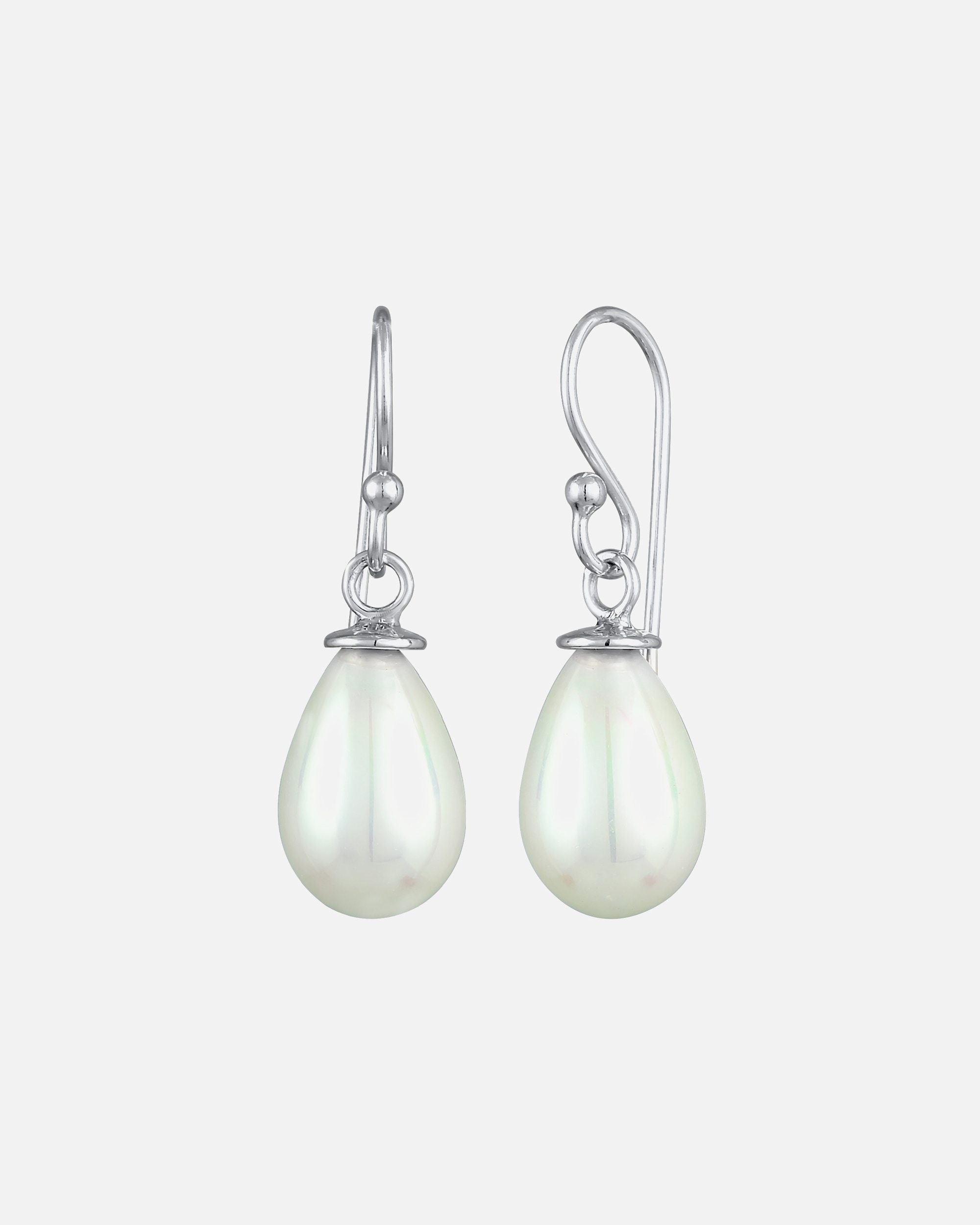 Ohrringe für Weiblich Nenalina Hänger Muschelkernperle Oval Klassisch 925 Silber 1 Stück