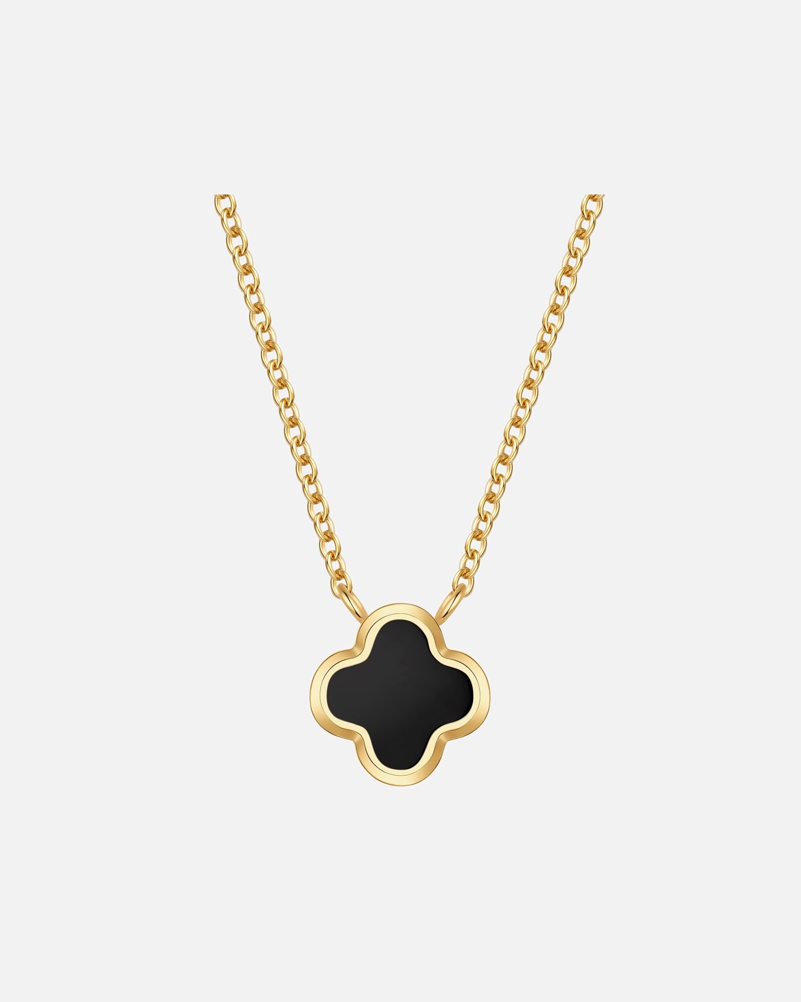 Halskette für Weiblich Glanzstücke München Halskette Kleeblatt aus Edelstahl in gelbgold mit Achat 40,0 cm Basislänge + 5,0 cm Verlängerung