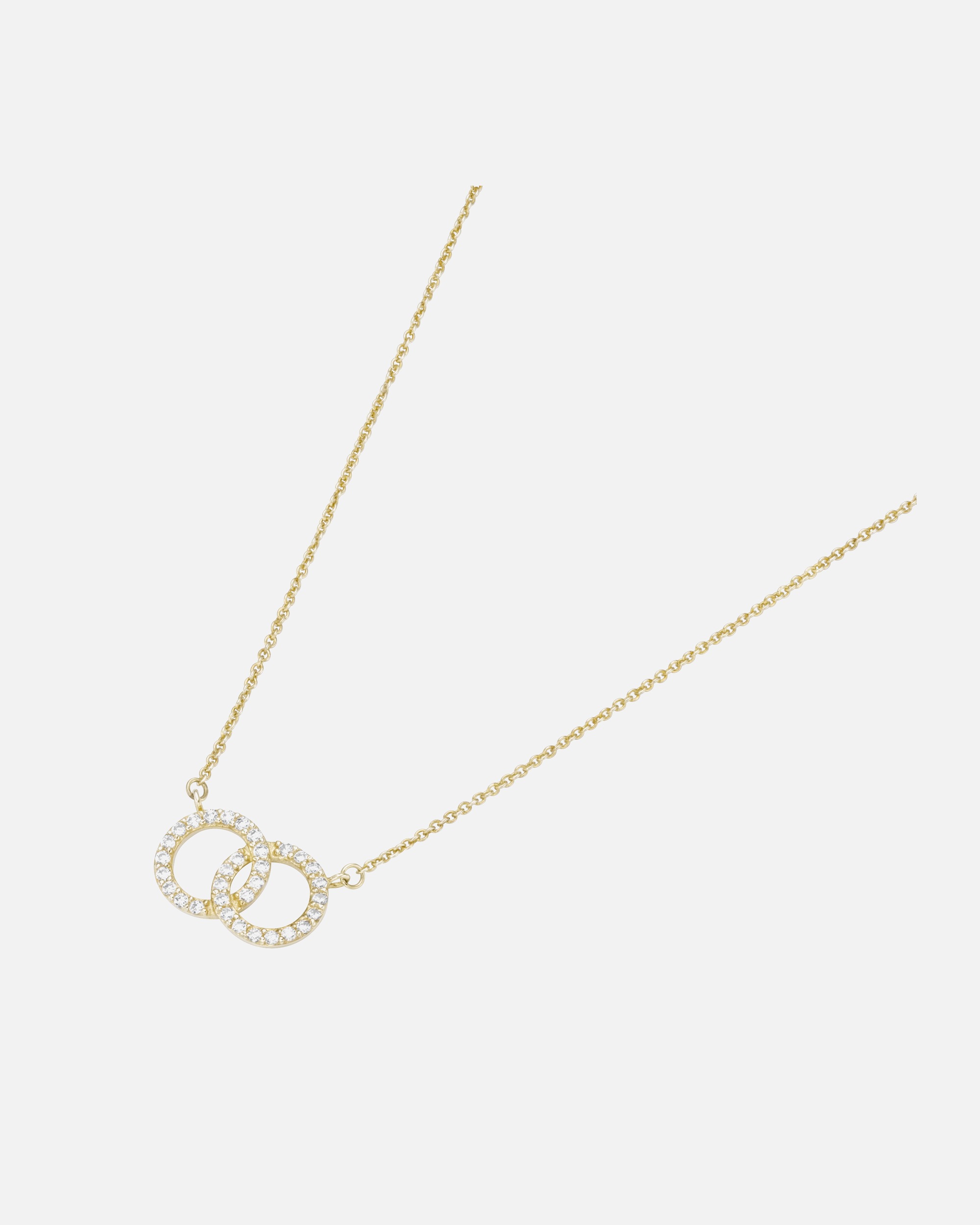 Halskette für Weiblich Luigi Merano Collier zwei Ringe verschlungen mit Zirkonia, Gold 375 45 cm