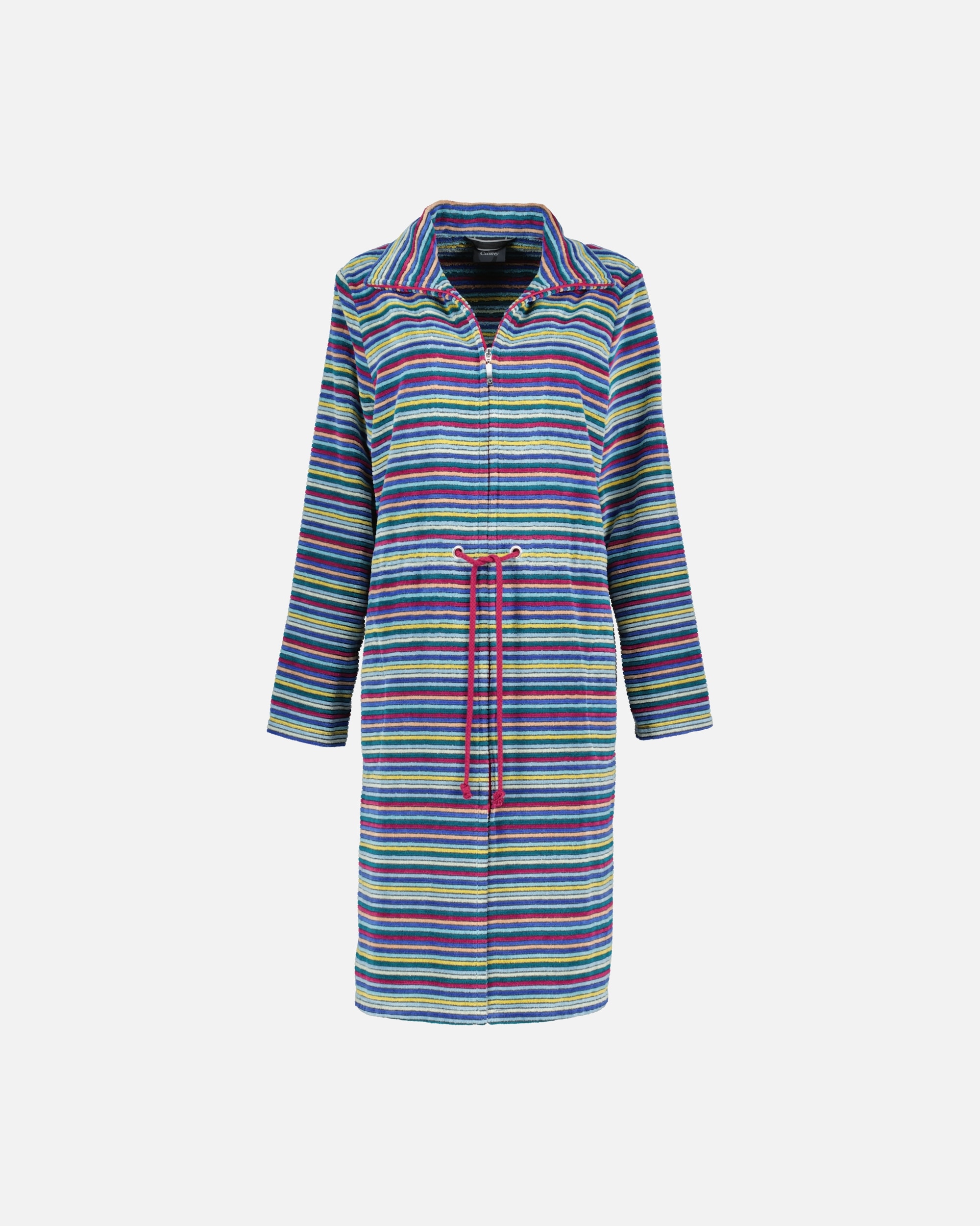 Bademantel für Unisex Cawö Cawö Bademäntel Damen Reißverschluss mit Tunnelgürtel Streifen 6218 multicolor - 12 1 Stück