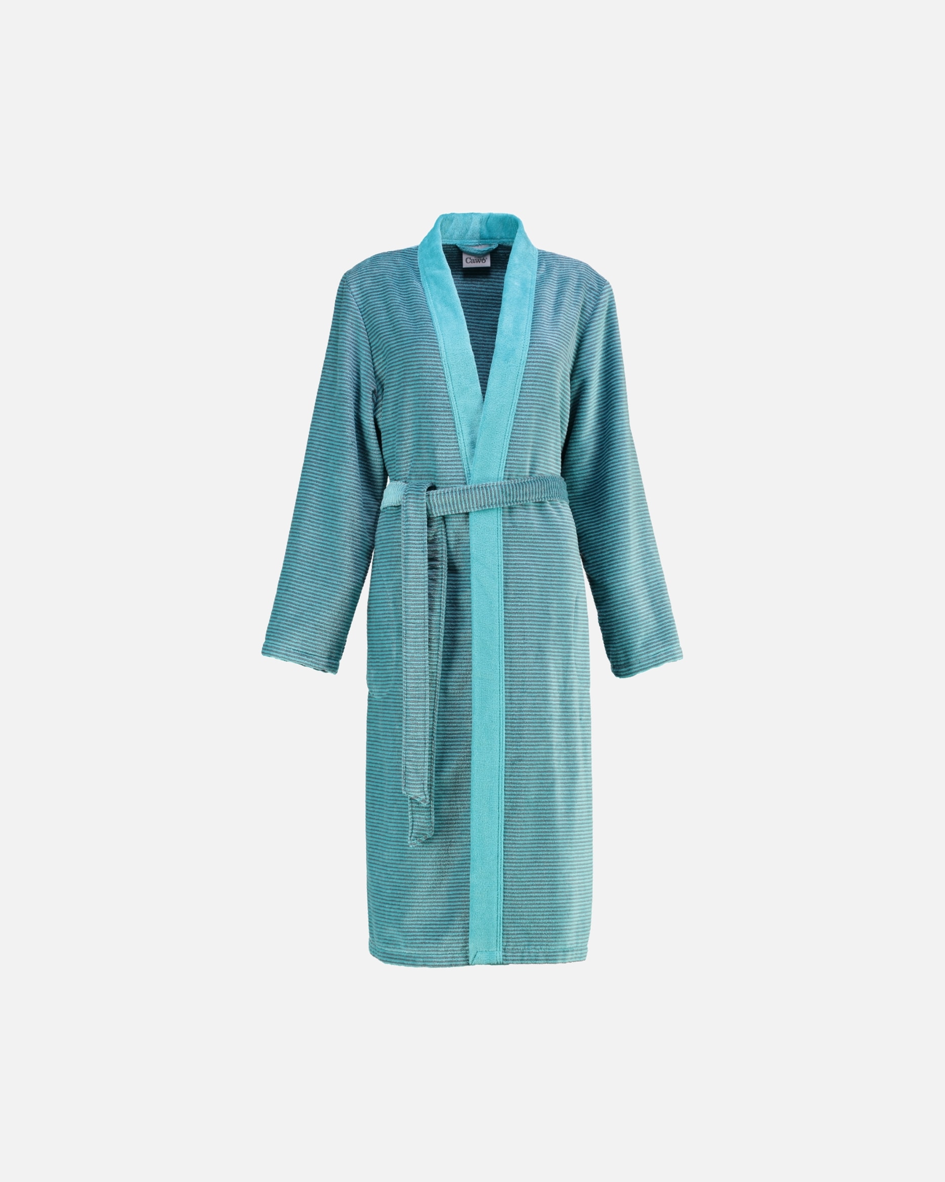 Bademantel für Weiblich Cawö Cawö Bademäntel Damen Kimono Two-Tone 6431 türkis - 47 S