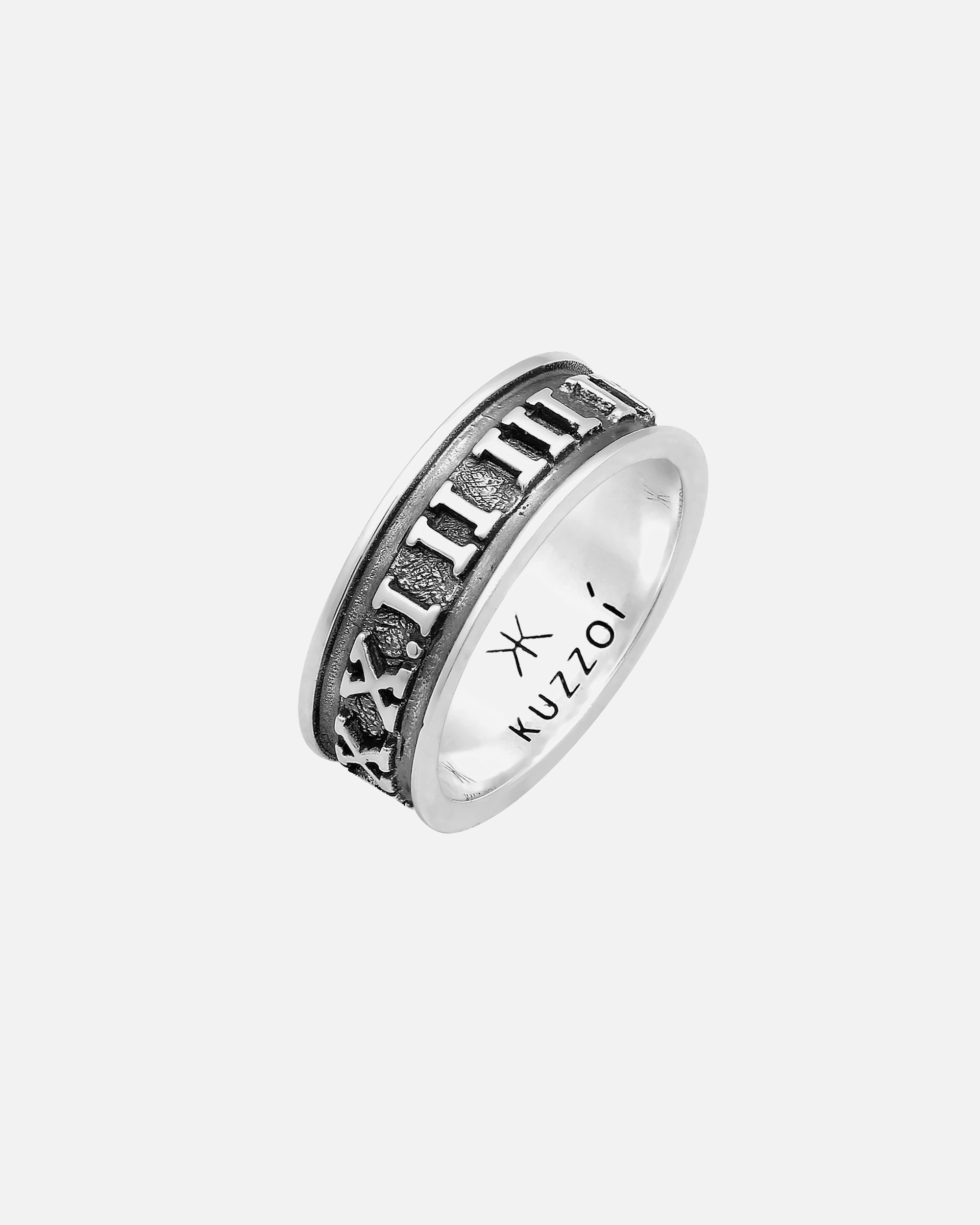 Ring für Männlich KUZZOI Herren Bandring Römische Zahlen 925 Silber 1 Stück