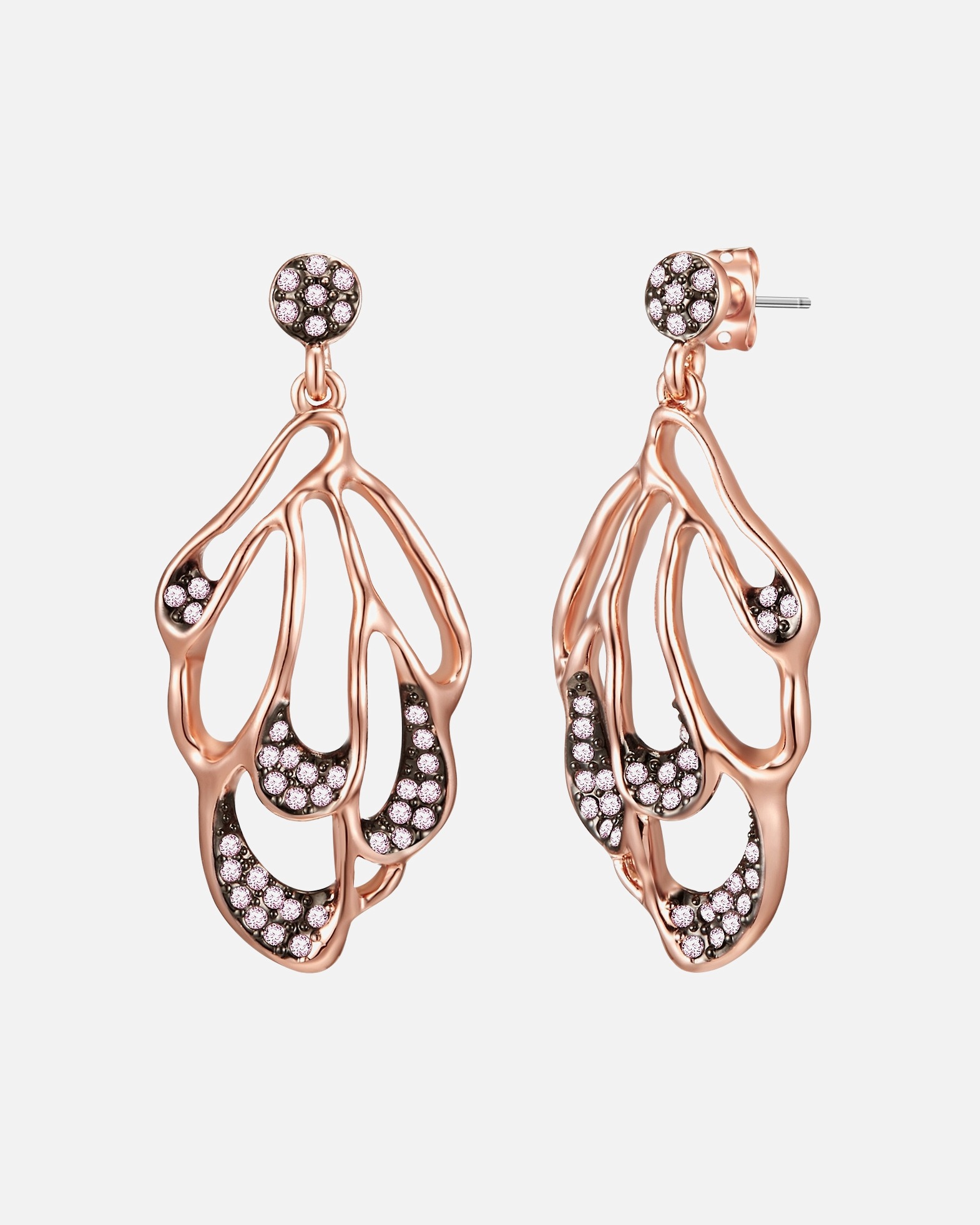 Ohrringe für Weiblich Ohrstecker Metall-Legierung verziert mit Kristallen von Swarovski® in Roségold/Schwarz 1 Stück