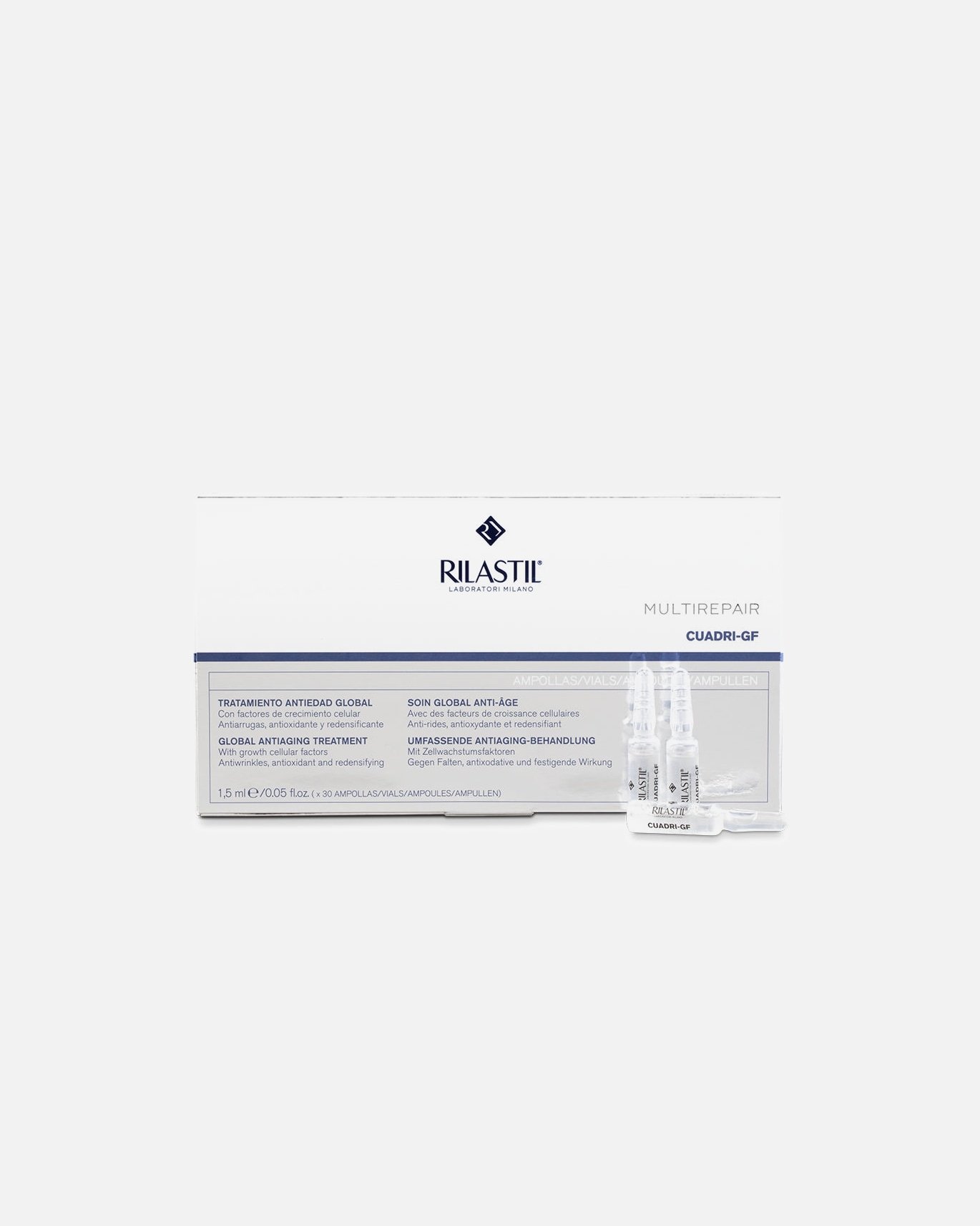 Ampullenserum für Unisex Rilastil CUADRI GF globale Anti-Aging-Behandlungsampullen 1,5 ml