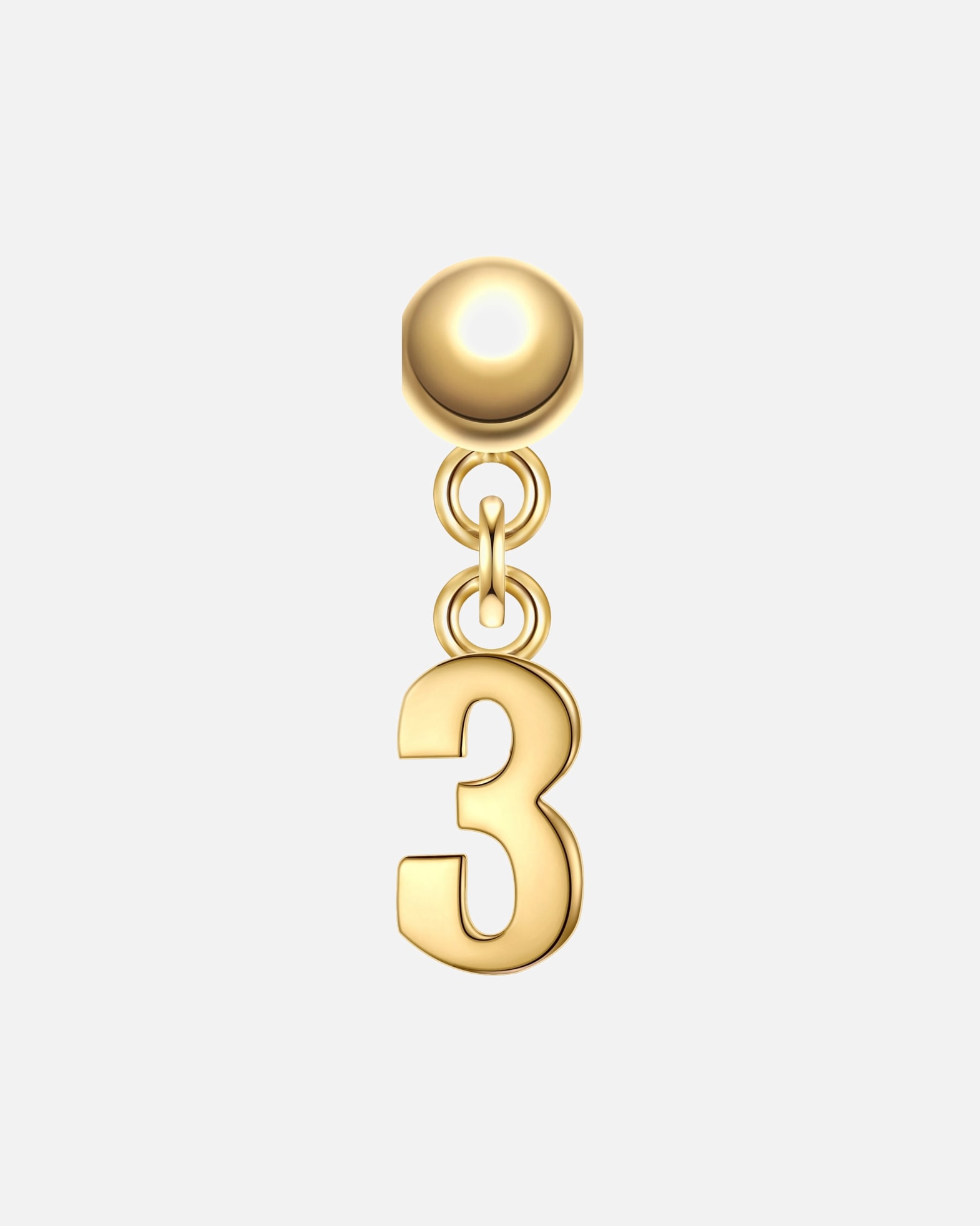 Schmuckanhänger für Weiblich Glanzstücke München Charm Ziffer 3 aus Sterling Silber in Gelbdold 15,4 mm