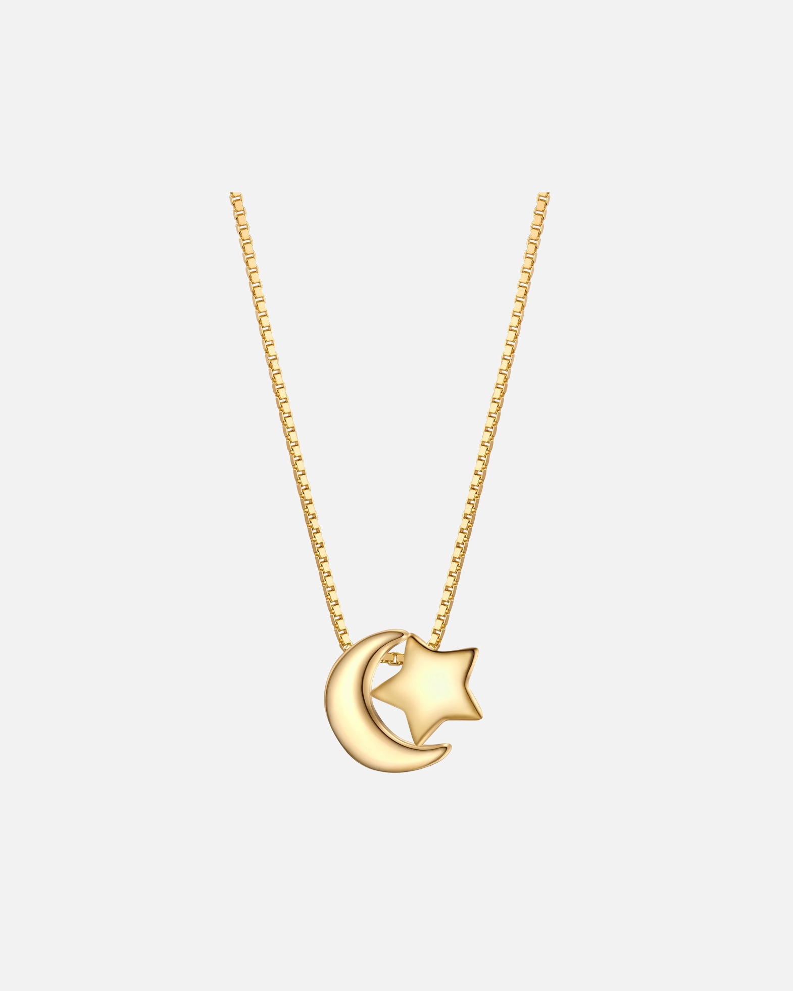Halskette für Weiblich Halskette Mond/Stern aus Sterling Silber in gelbgold 40,0 cm Basiskette + 5,0 cm Verlängerung