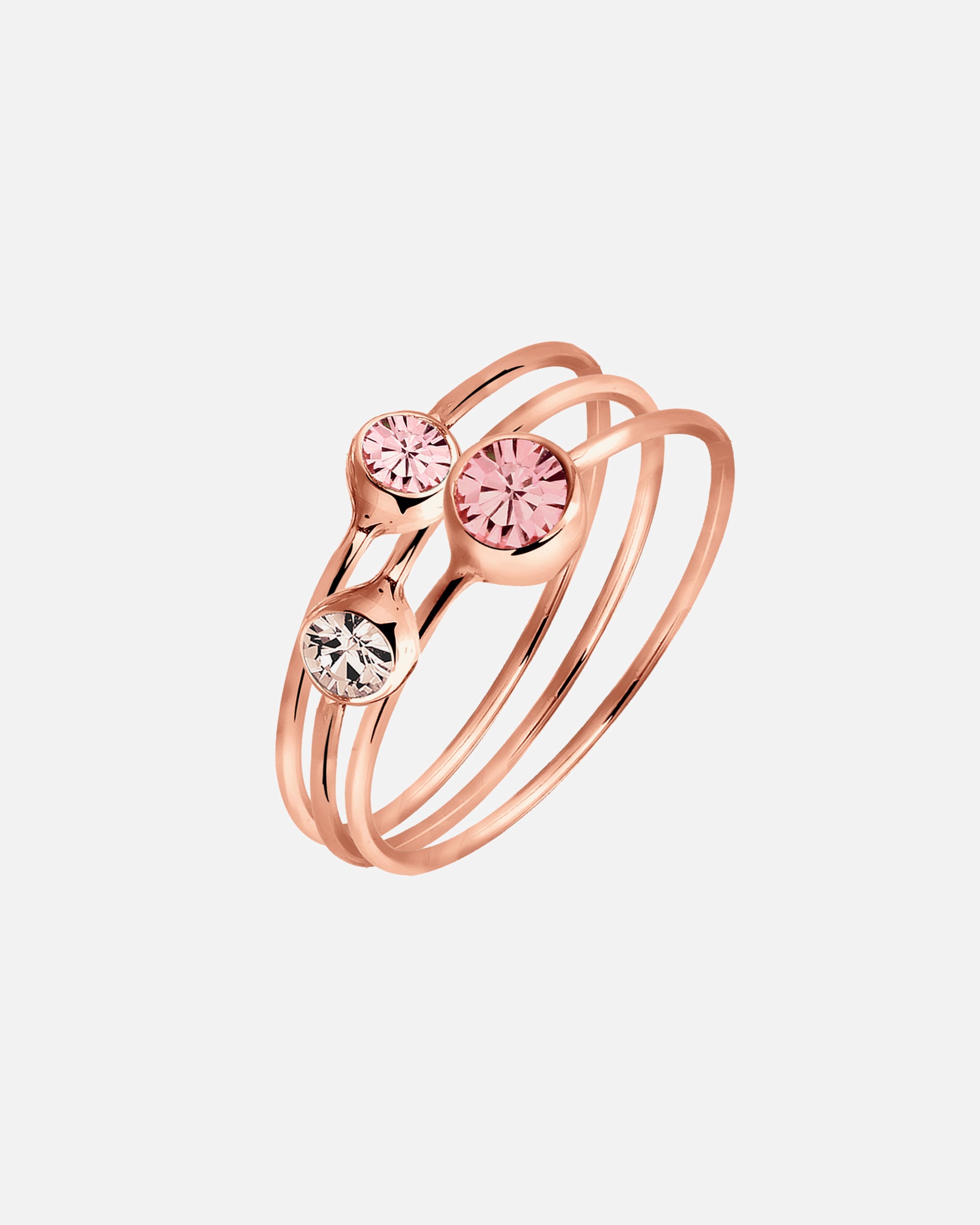 Ring für Weiblich Elli Set Kristalle 925 Sterling Silber rosé-vergoldet 42