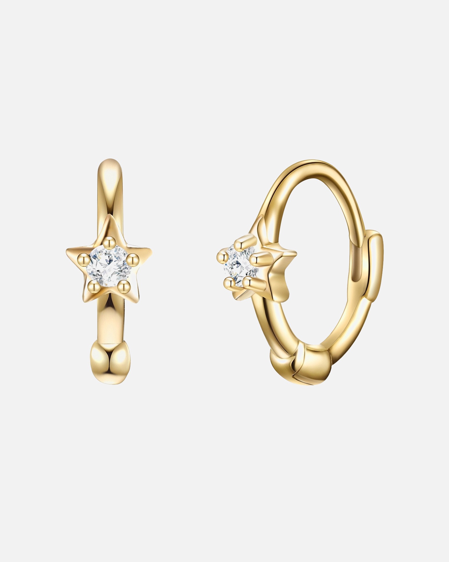 Ohrringe für Weiblich Glanzstücke München Creolen Stern Sterling Silber Zirkonia in Gelbgold 1 Stück