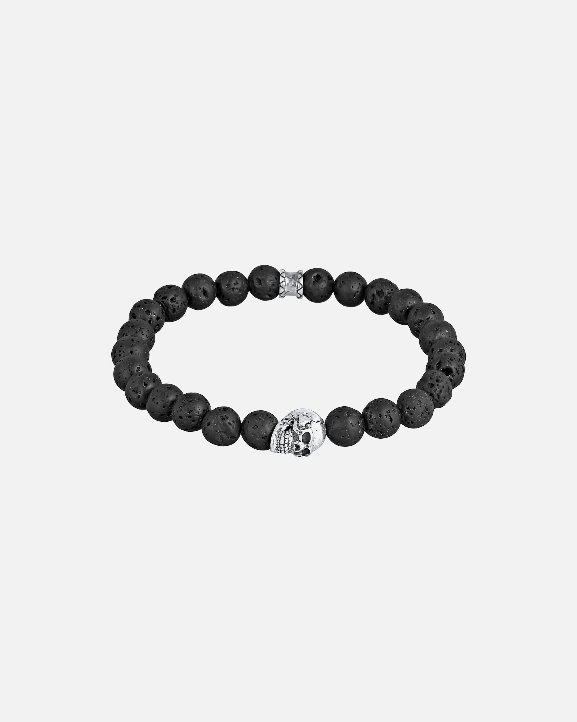 Armband für Männlich KUZZOI Herren Totenkopf Lava Stein Perlen 925 Silber 1 Stück