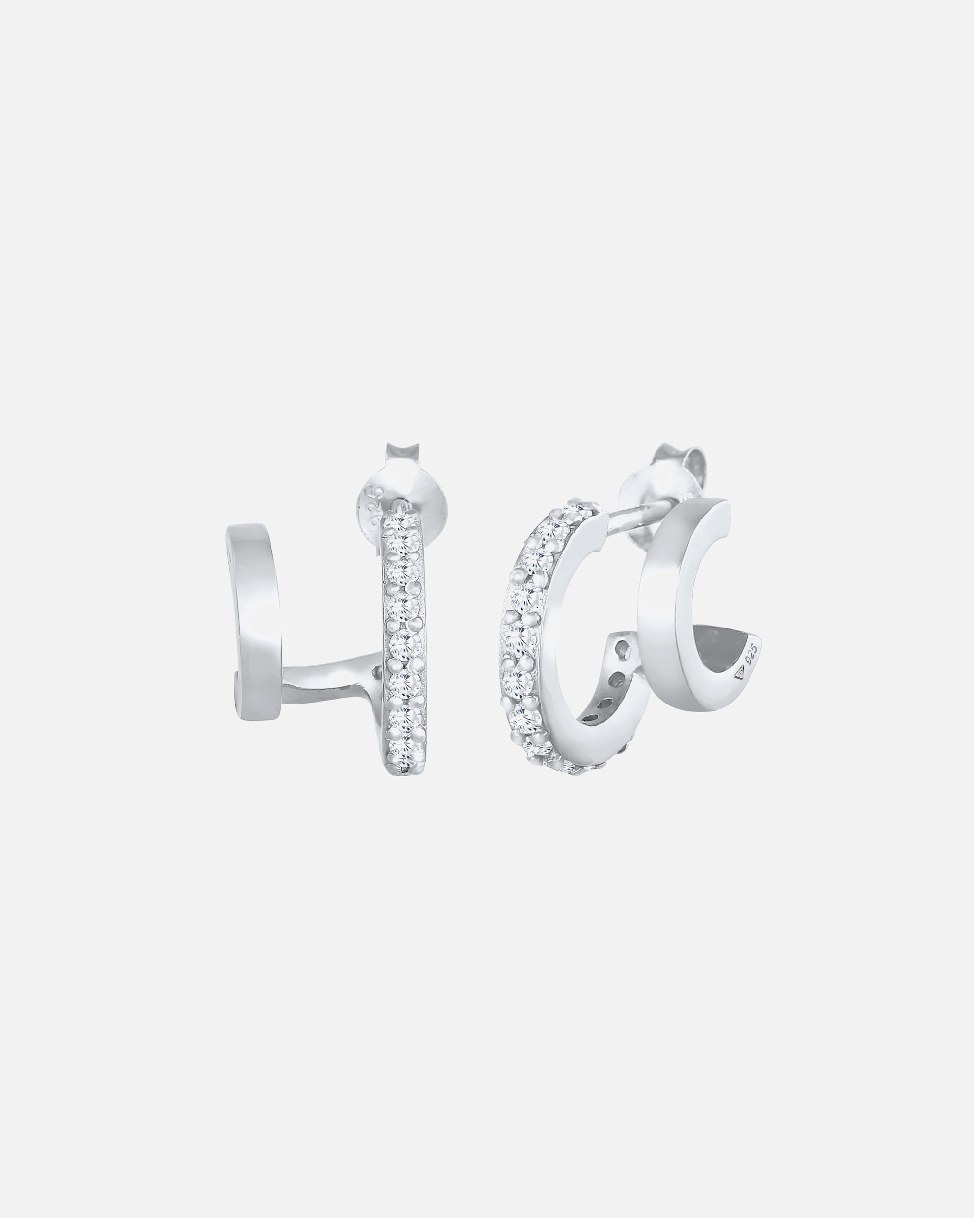 Ohrringe für Weiblich Elli Creolen Doppel Zirkonia Stecker 925 Silber 1 Stück
