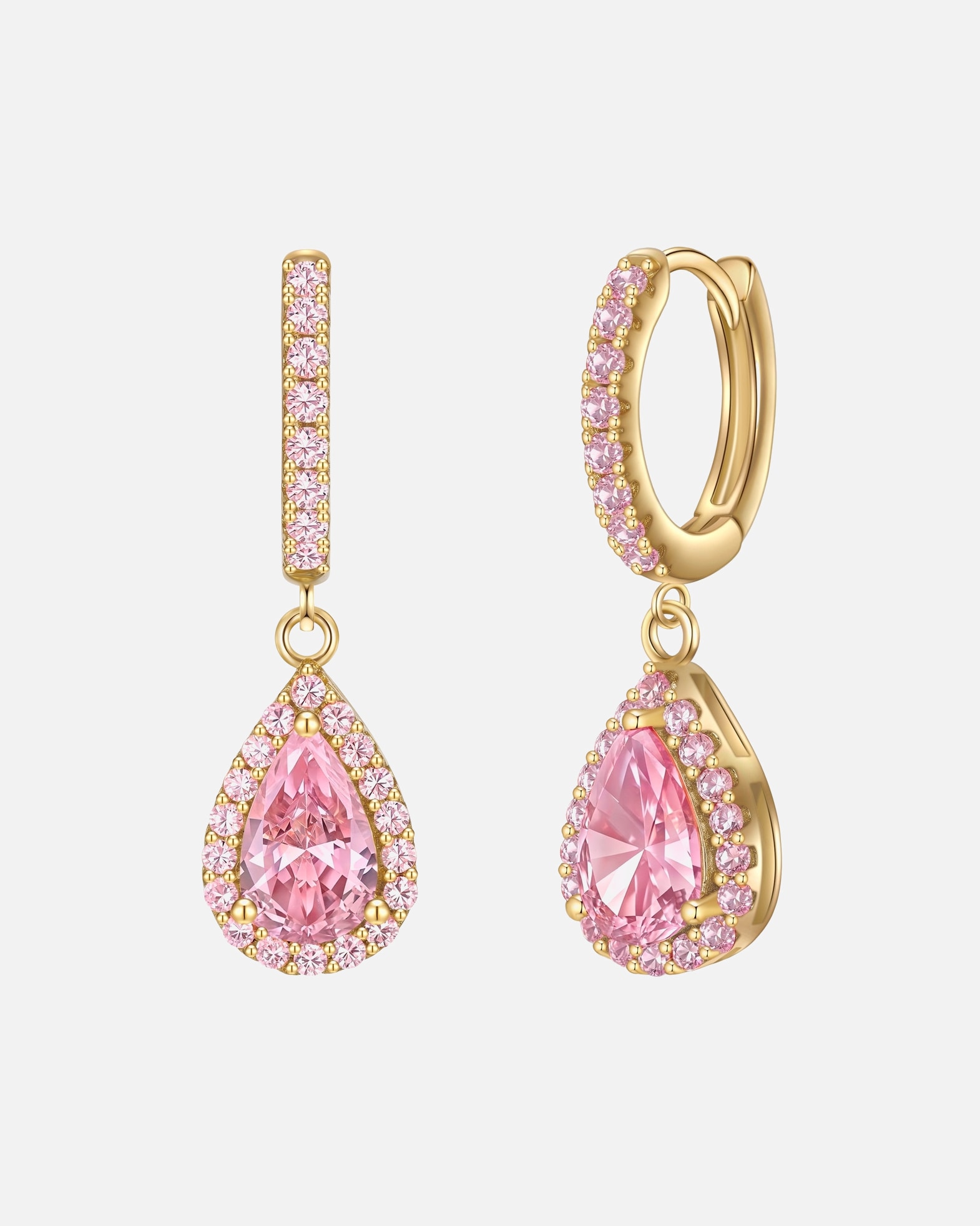 Creolen für Weiblich Glanzstücke München Creolen Sterling Silber gelbgold Zirkonia pink 26,5 mm
