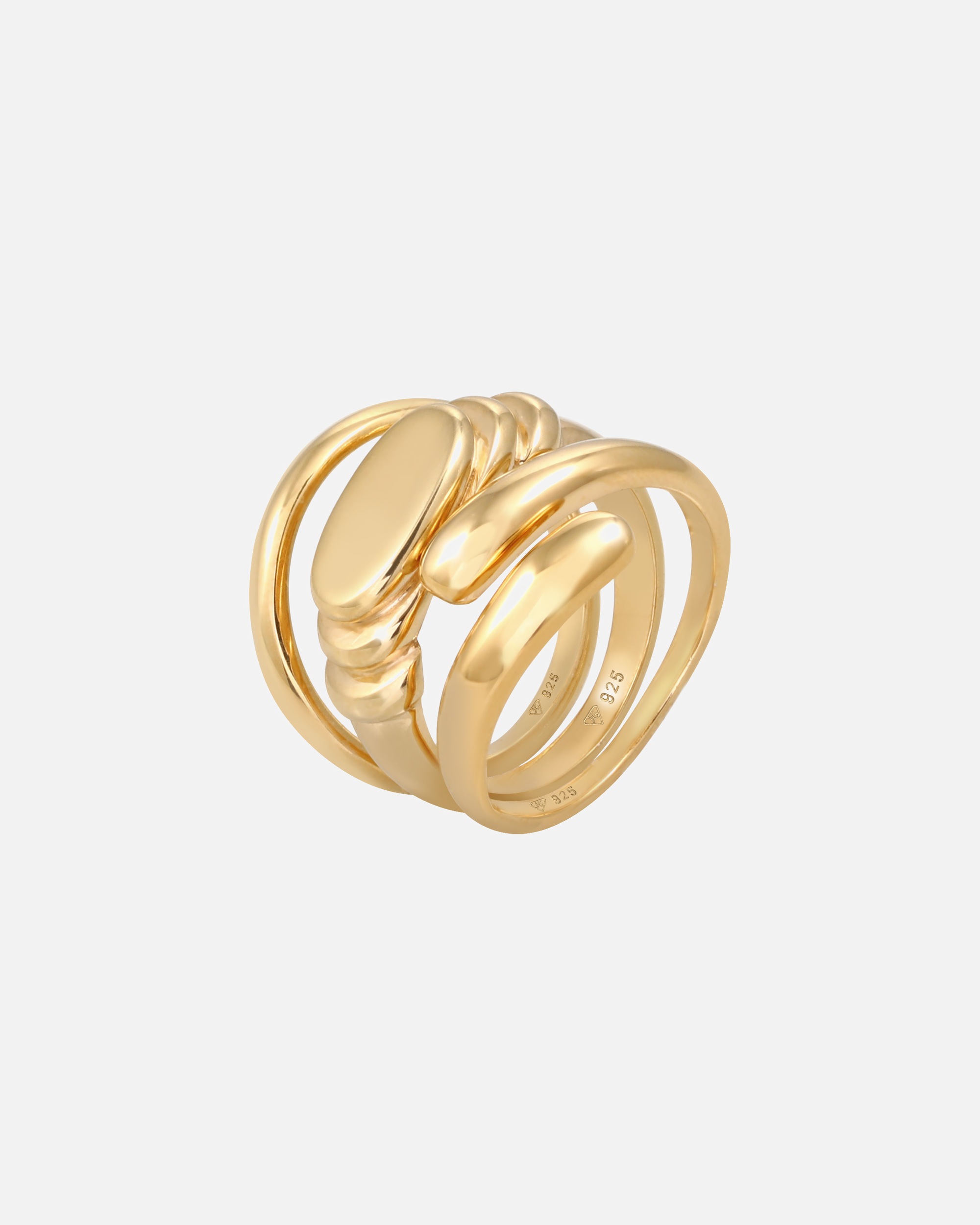 Ring für Weiblich Elli PREMIUM Bandring Siegelring Wickelring Trio Set 925 Silber 58