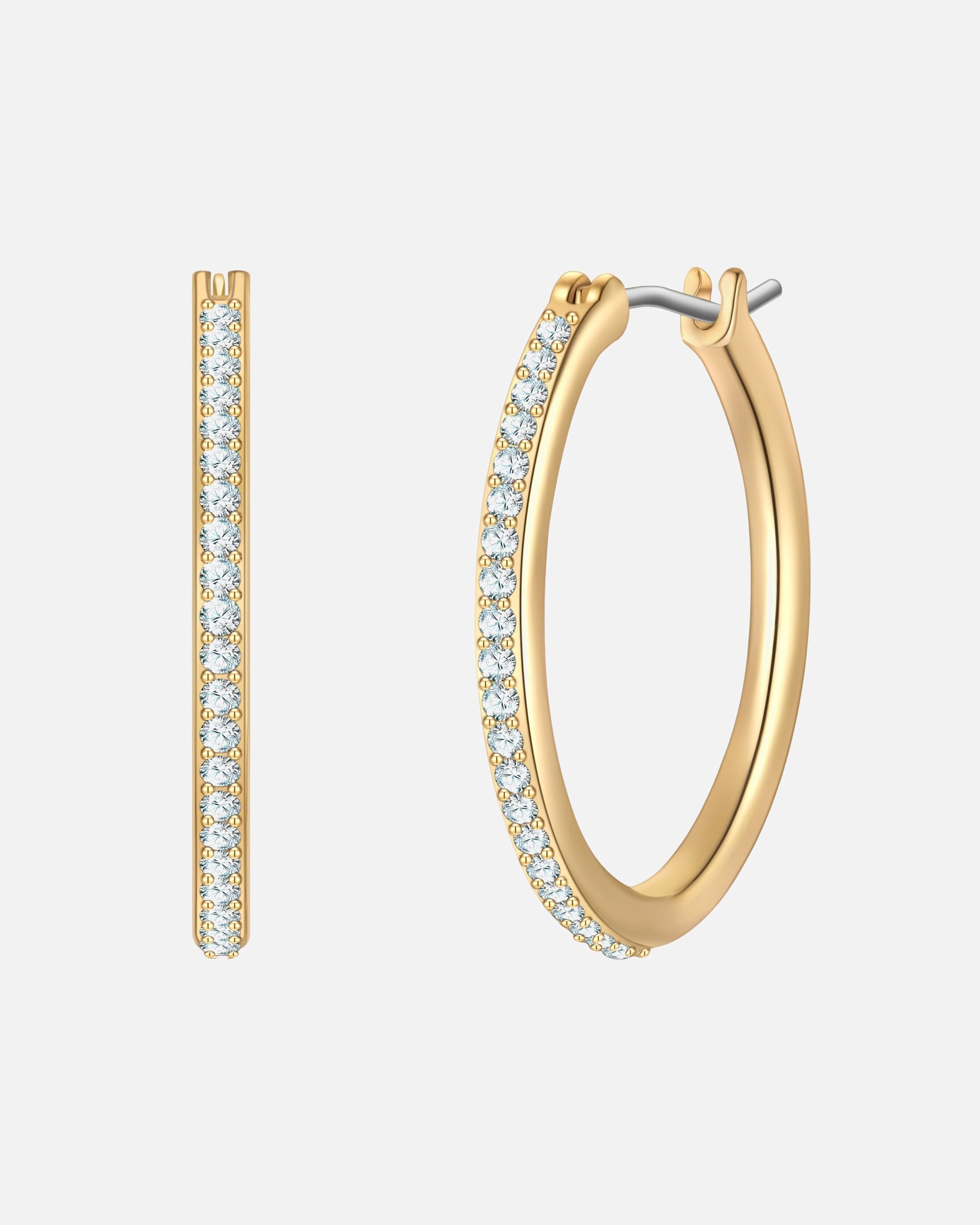 Creolen für Weiblich Creolen aus Messing in gelbgold mit Zirkonia 25,0 mm