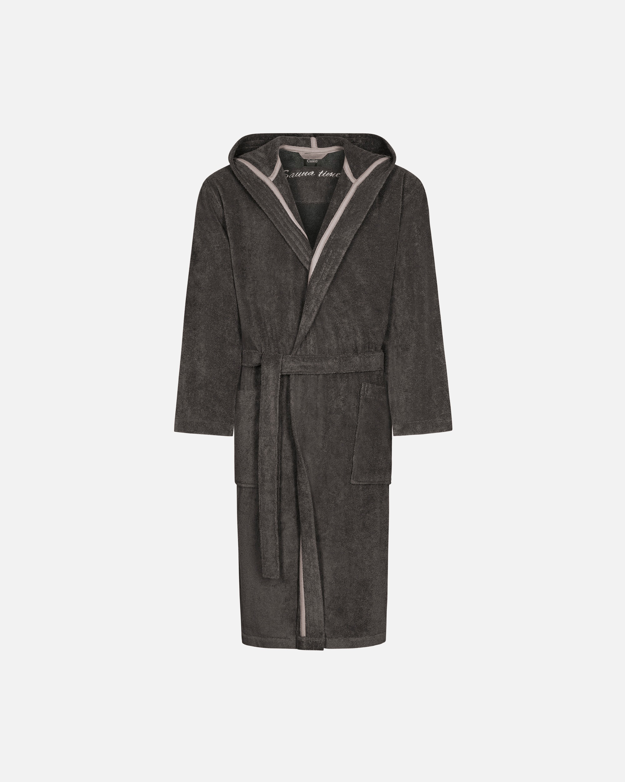 Bademantel für Unisex Cawö Cawö Bademäntel Herren Kapuze Sauna Time 833 basalt - 77 XL