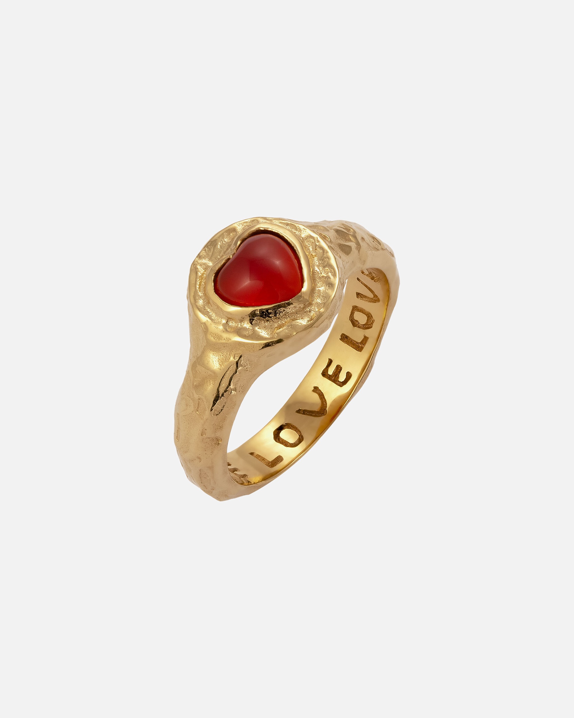 Ring für Weiblich Haze & Glory Default Brand Line Siegelring Herz Onyx Rot 925 Sterling Silber Vergoldet - Me hearty 58