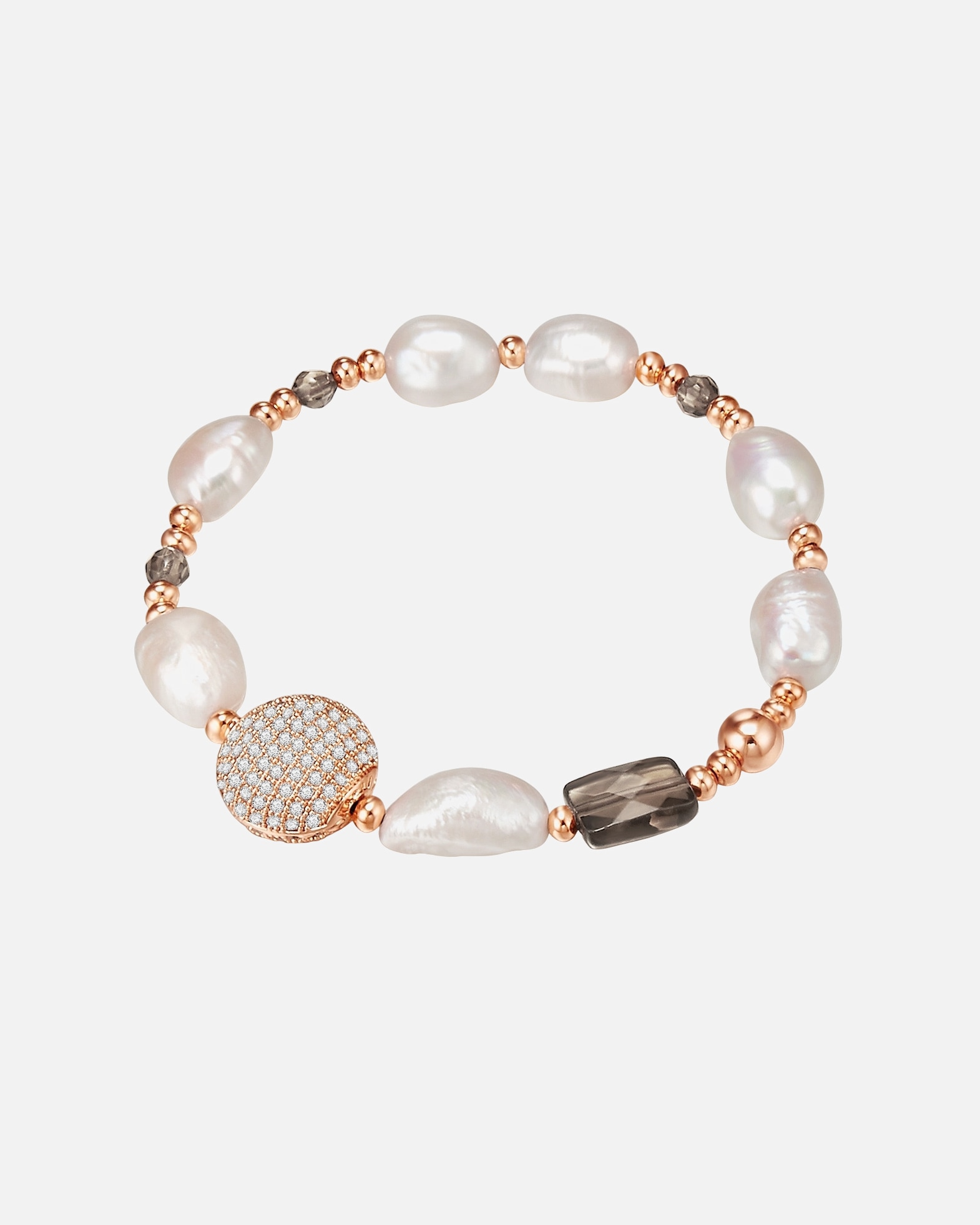 Armband für Weiblich Lulu & Jane Perlen-Armband Metall-Legierung Zirkonia Süßwasser-Zuchtperle in Roségold 1 Stück
