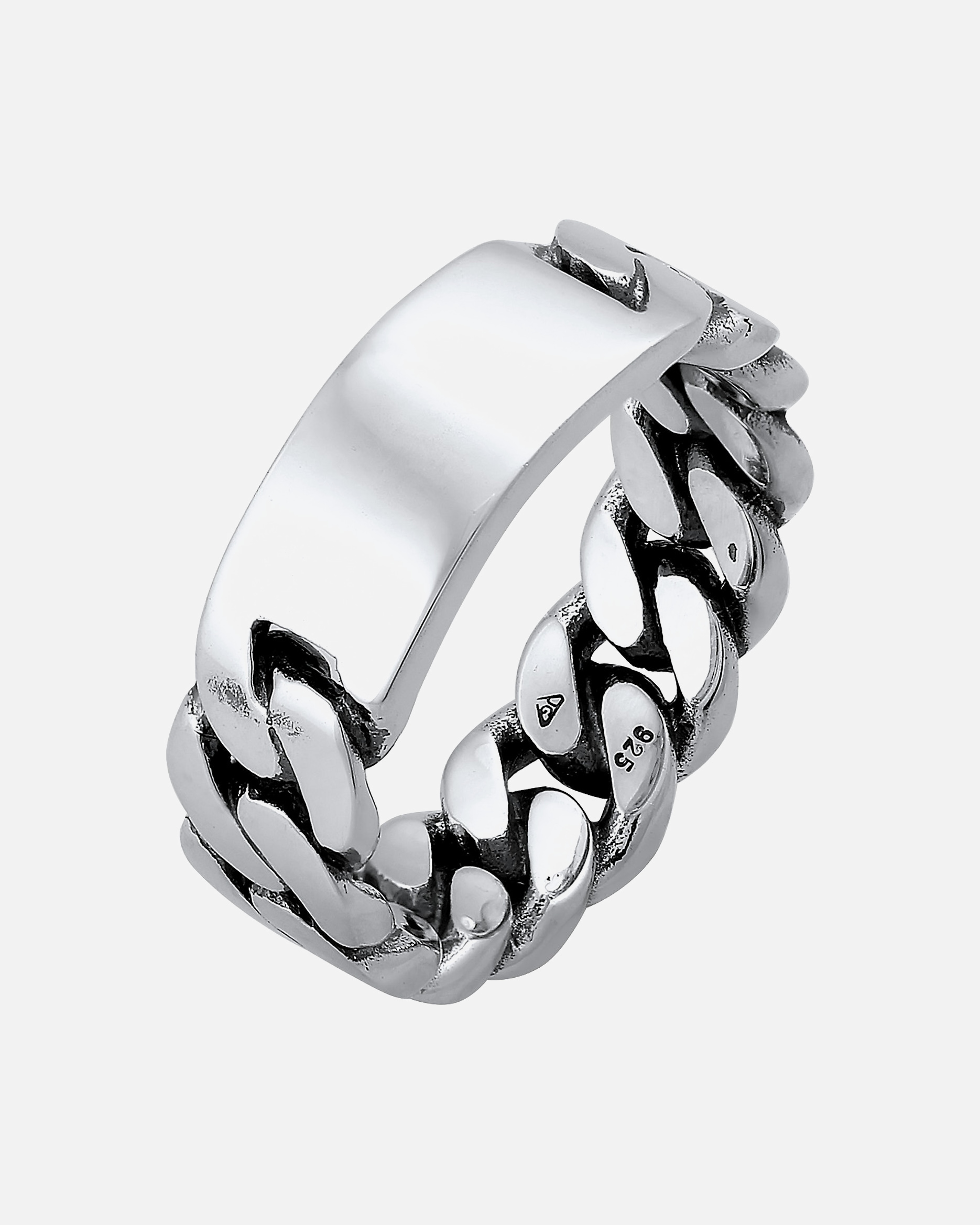 Ring für Männlich KUZZOI Herren Siegelring Panzer Glieder Platte 925 Silber 1 Stück