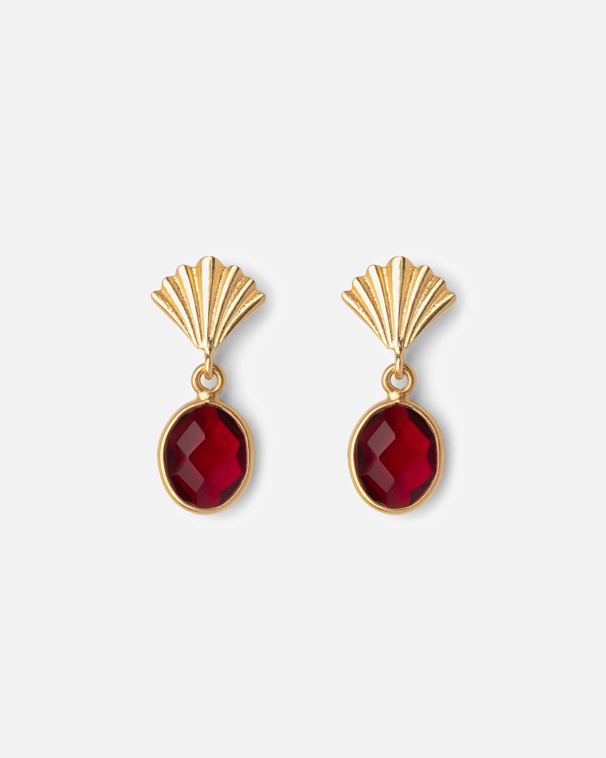 Ohrringe für Weiblich Fleur de Pres Default Brand Line Ohrstecker 925/- Sterling Silber Onyx rot gelb vergoldet
