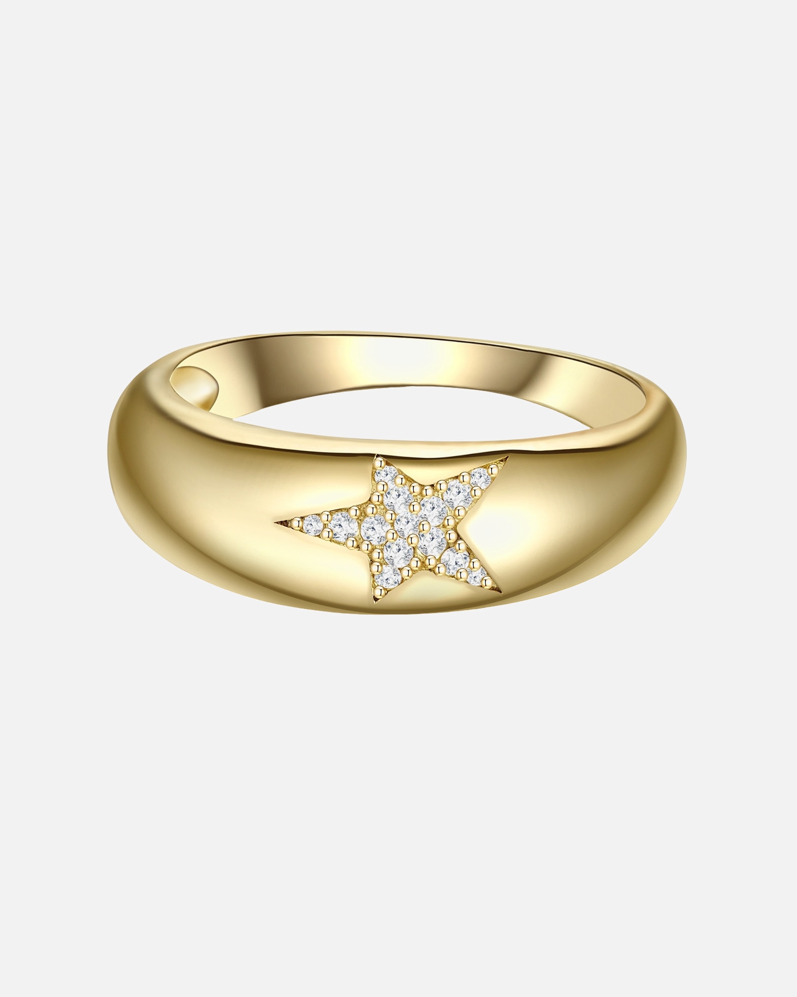 Ring für Weiblich Glanzstücke München Ring Stern aus Sterling Silber in gelbgold mit Zirkonia 50