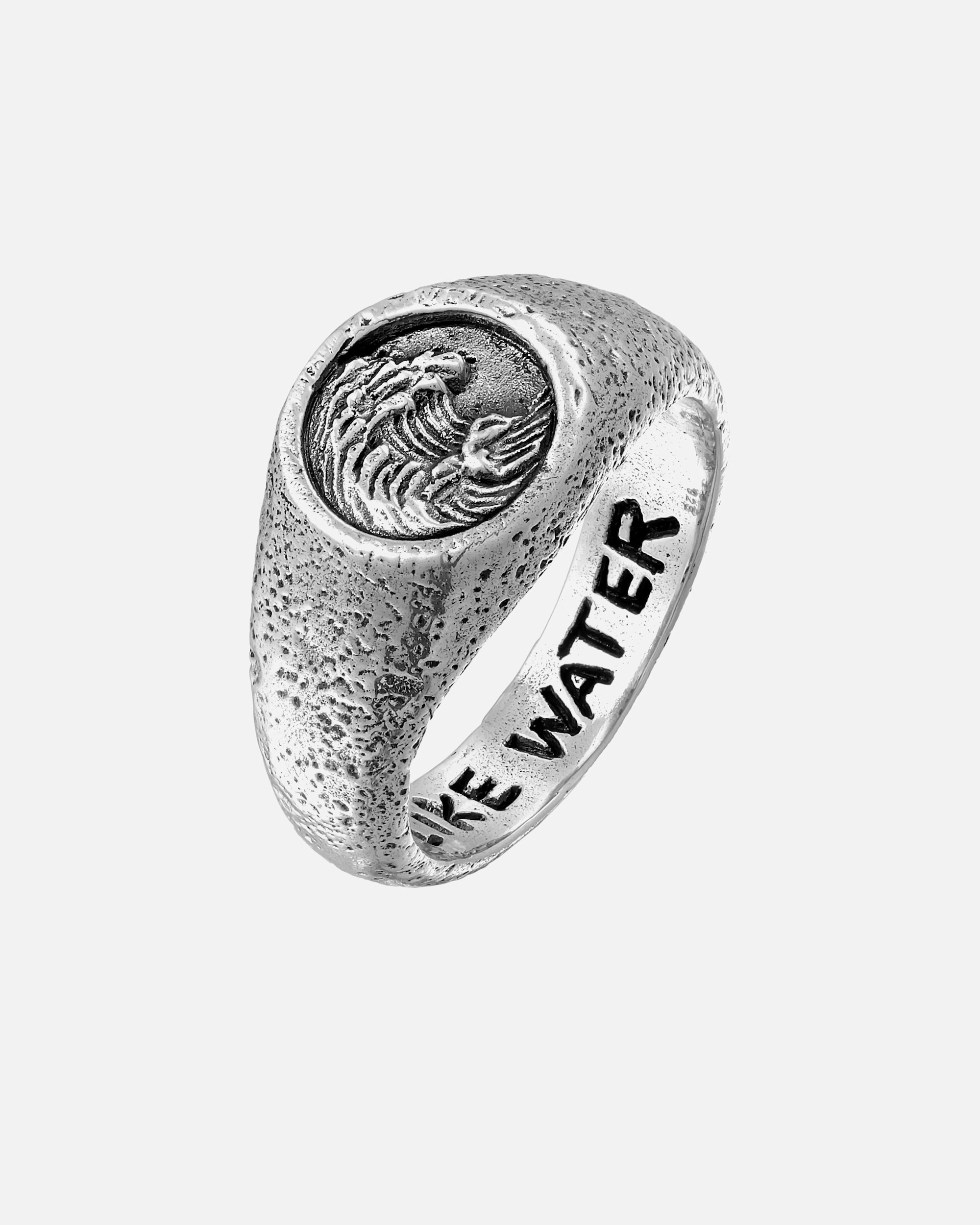 Ring für Männlich Haze & Glory Default Brand Line Siegelring - Be like Water Wellen 925 Silber 66