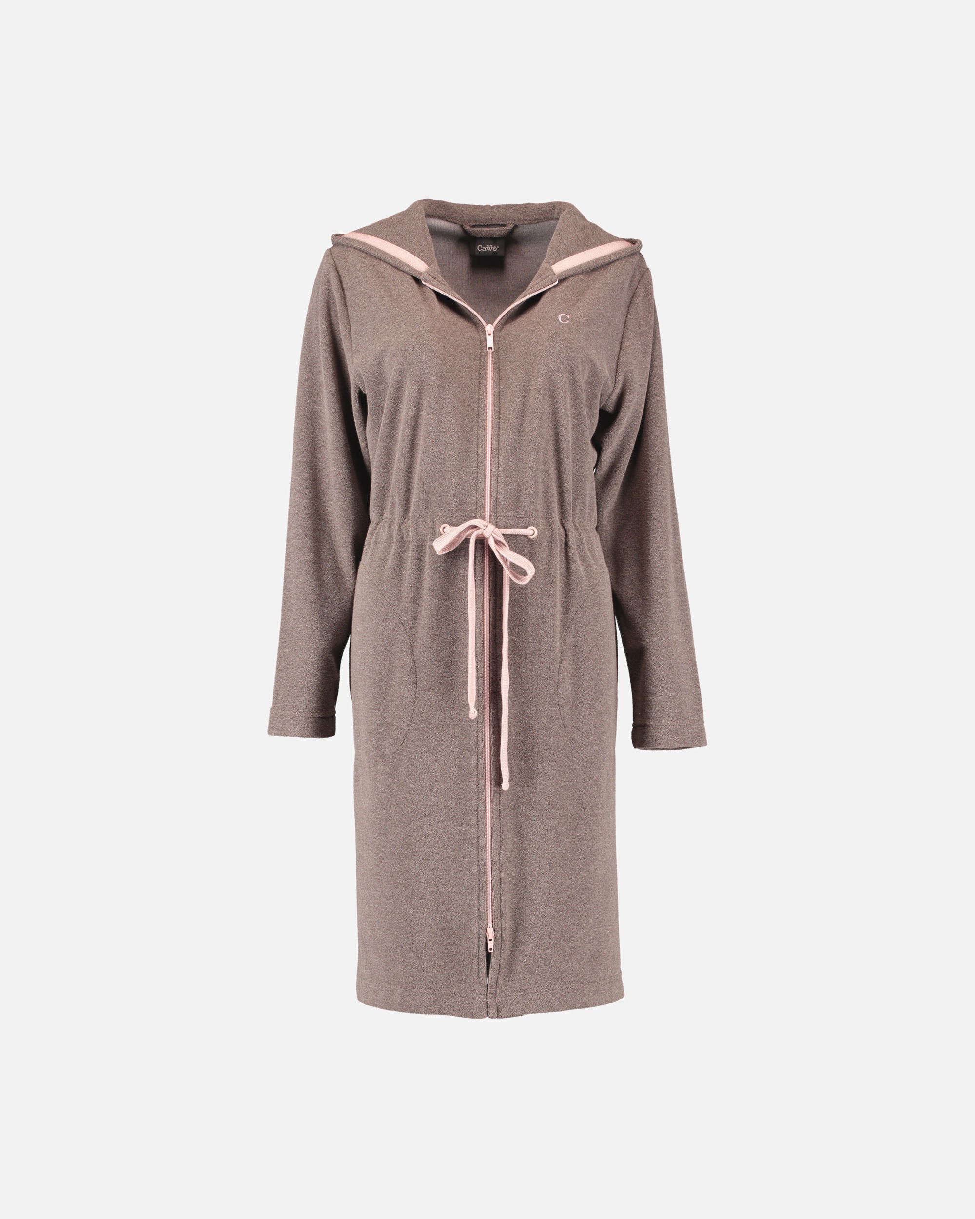 Bademantel für Weiblich Cawö Bademäntel Damen Kurzmantel mit Kapuze Active 821 mocca-rosé - 32 1 Stück