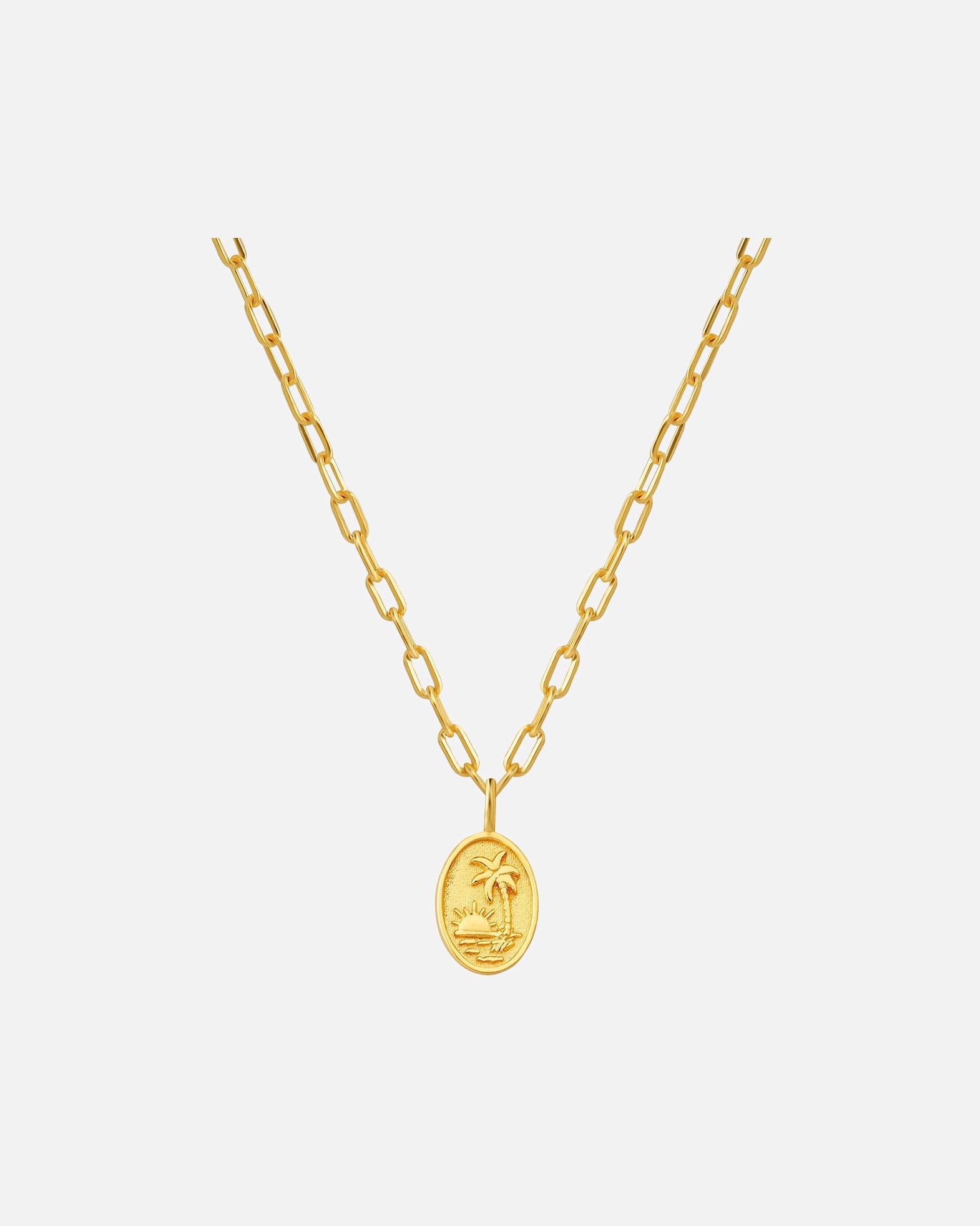 Halskette für Weiblich Glanzstücke München Halskette Sonnenuntergang/Palme aus Sterling Silber in gelbgold 40,0 cm Basiskette + 5,0 cm Verlängerung