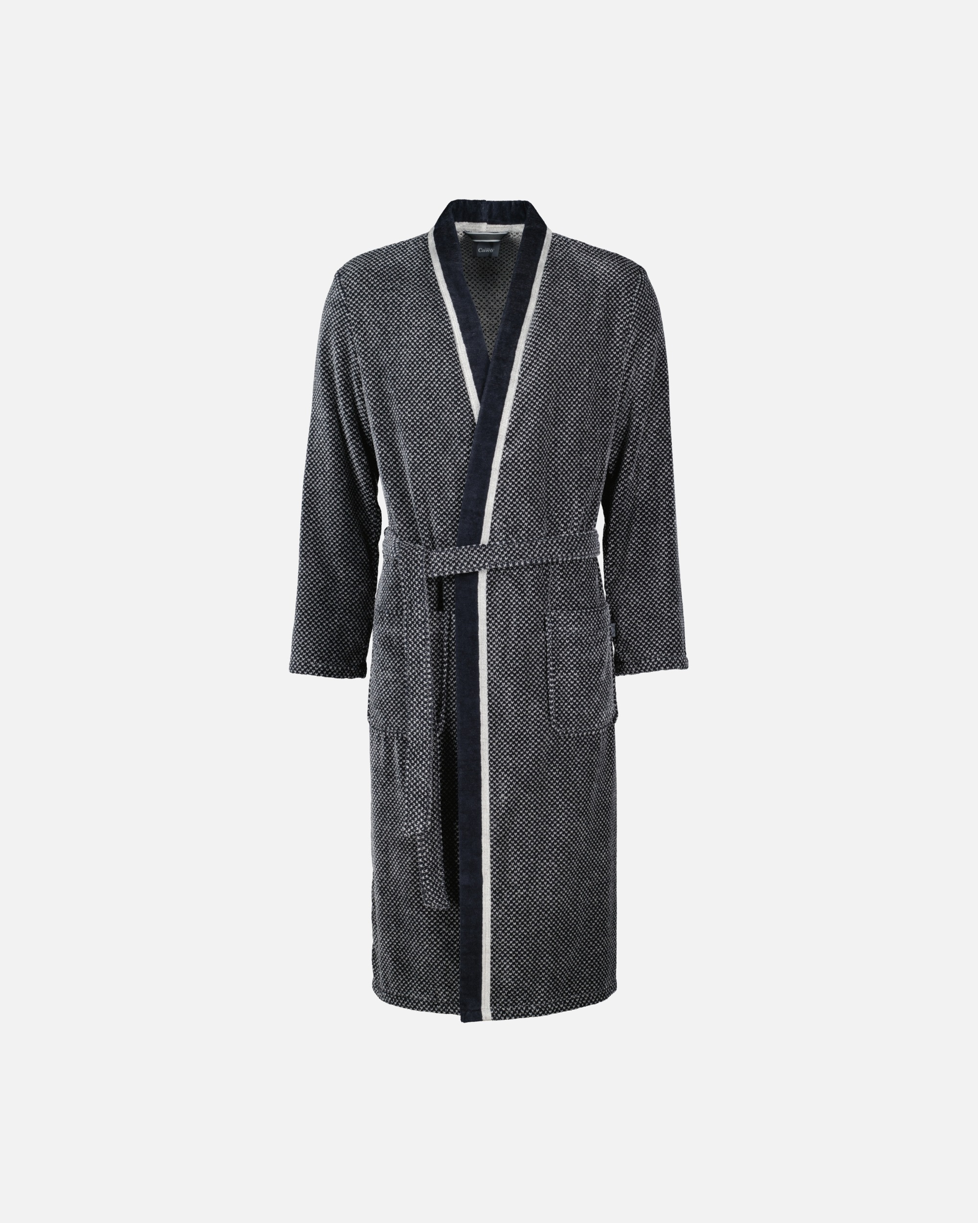 Bademantel für Männlich Cawö Cawö Bademäntel Herren Kimono 4839 silber-schwarz - 79 M