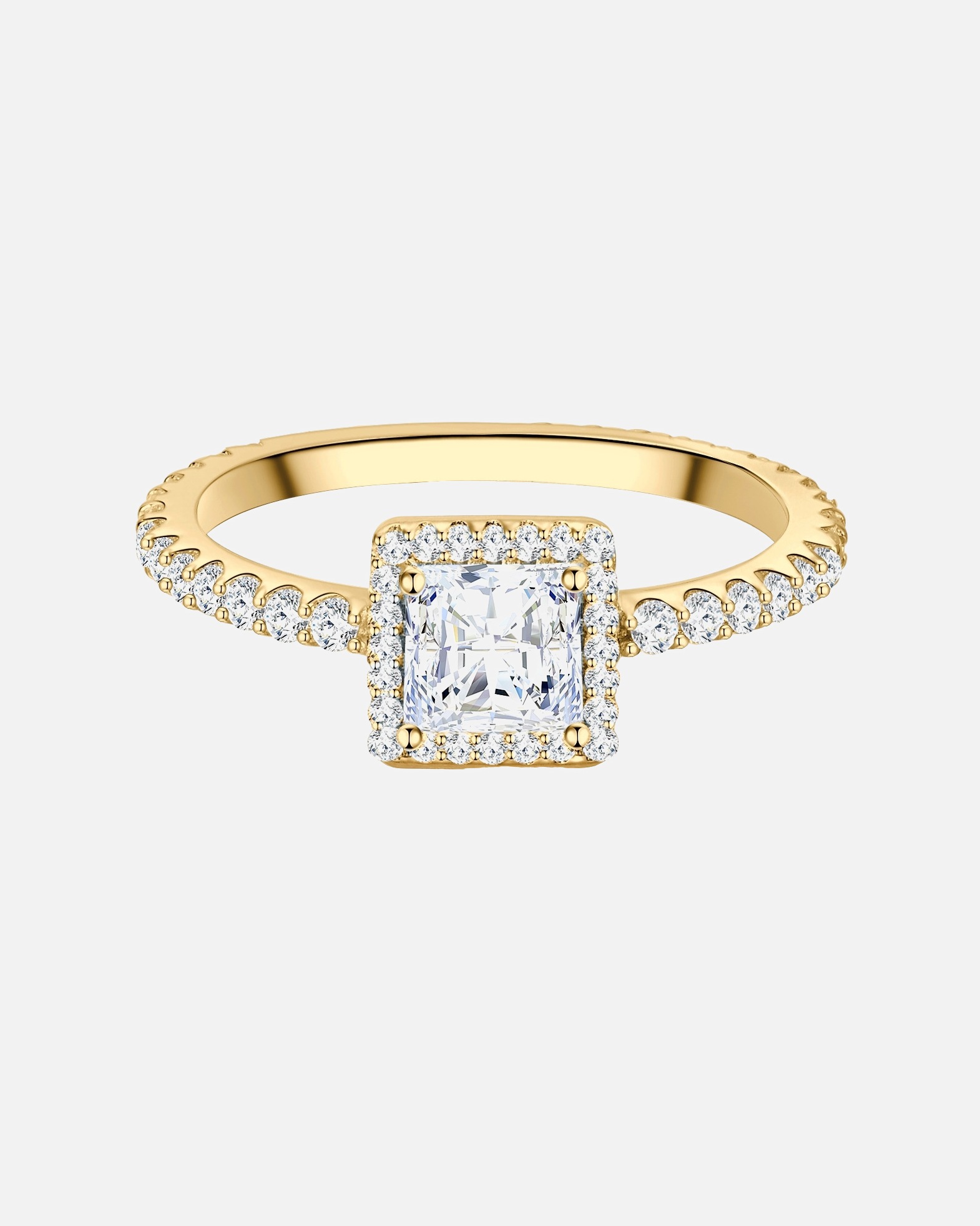 Ring für Weiblich Trilani Ring aus Sterling Silber in Gelbgold mit Zirkonia 58