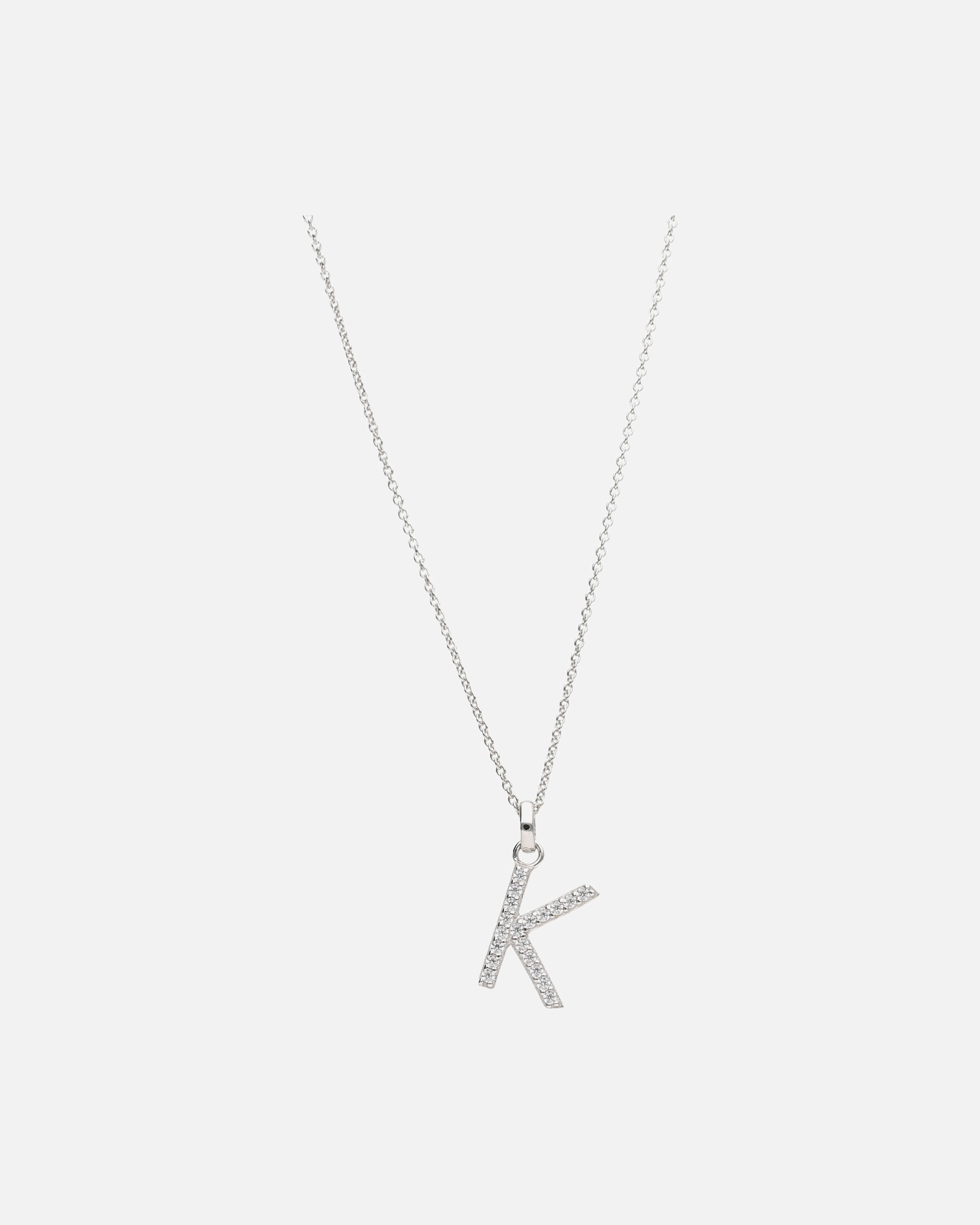 Halskette für Weiblich Smart Jewel Kette Buchstabe K mit Zirkonia Steine, Silber 925 45 cm