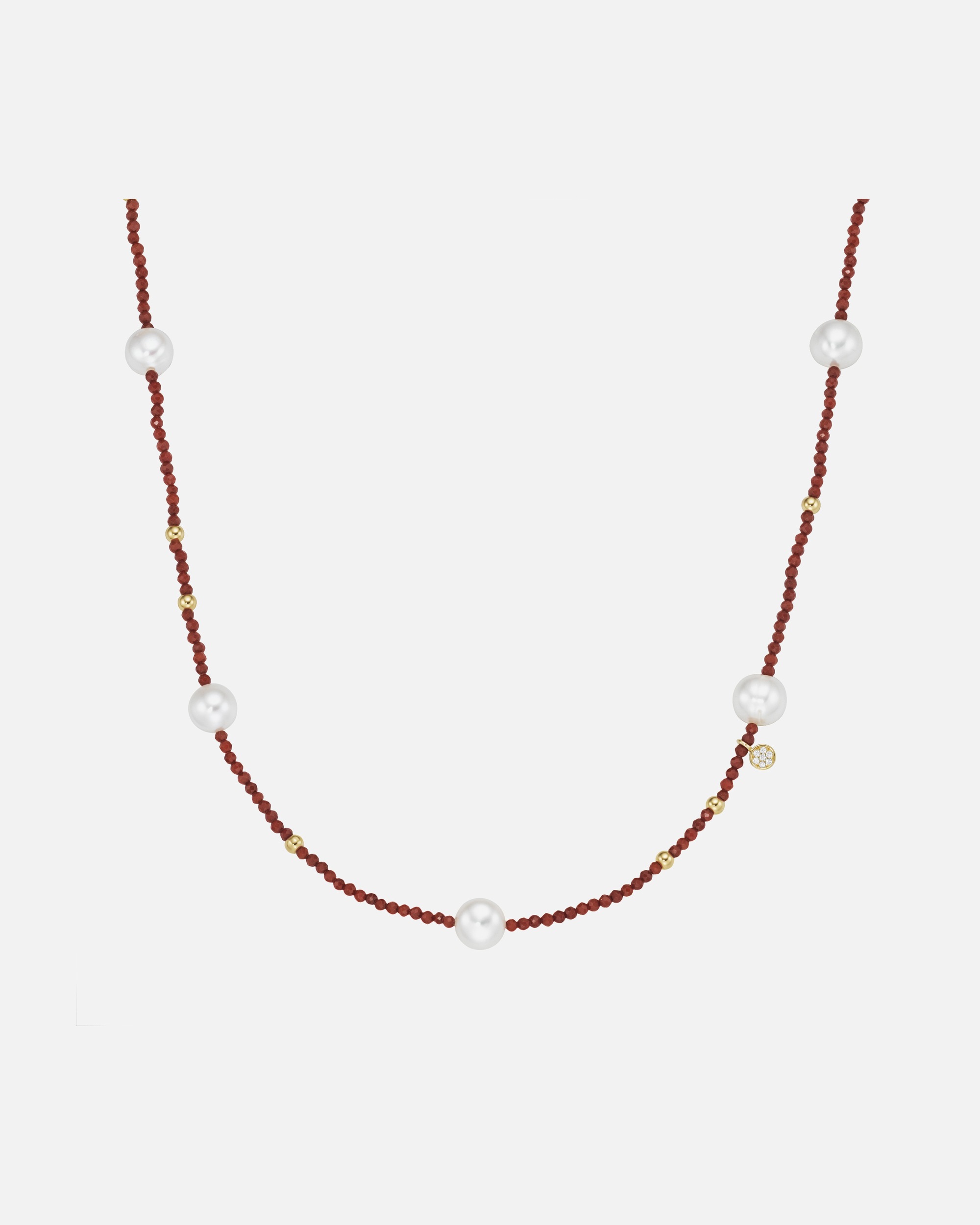 Halskette für Unisex Collier mit Süßwasser-Perlen und Ziersteinen, Silber 925 Gold