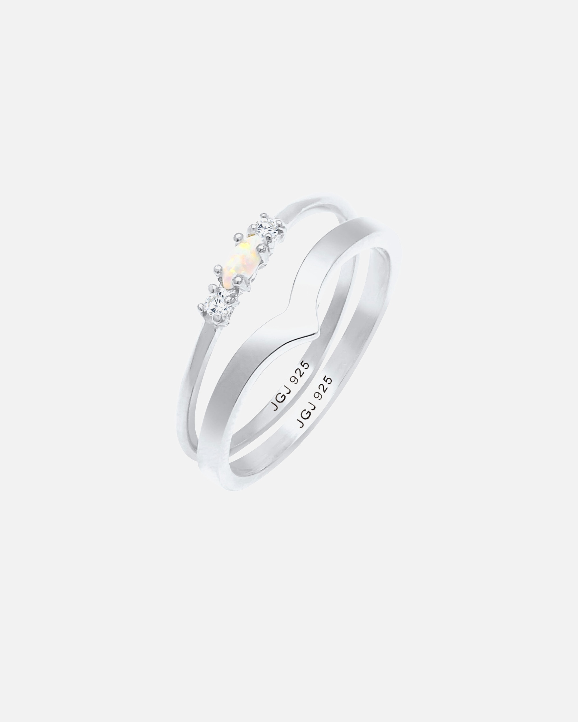 Ring für Weiblich Elli Set Marquise Opal Zirkonia Dreieck 925 Silber 50