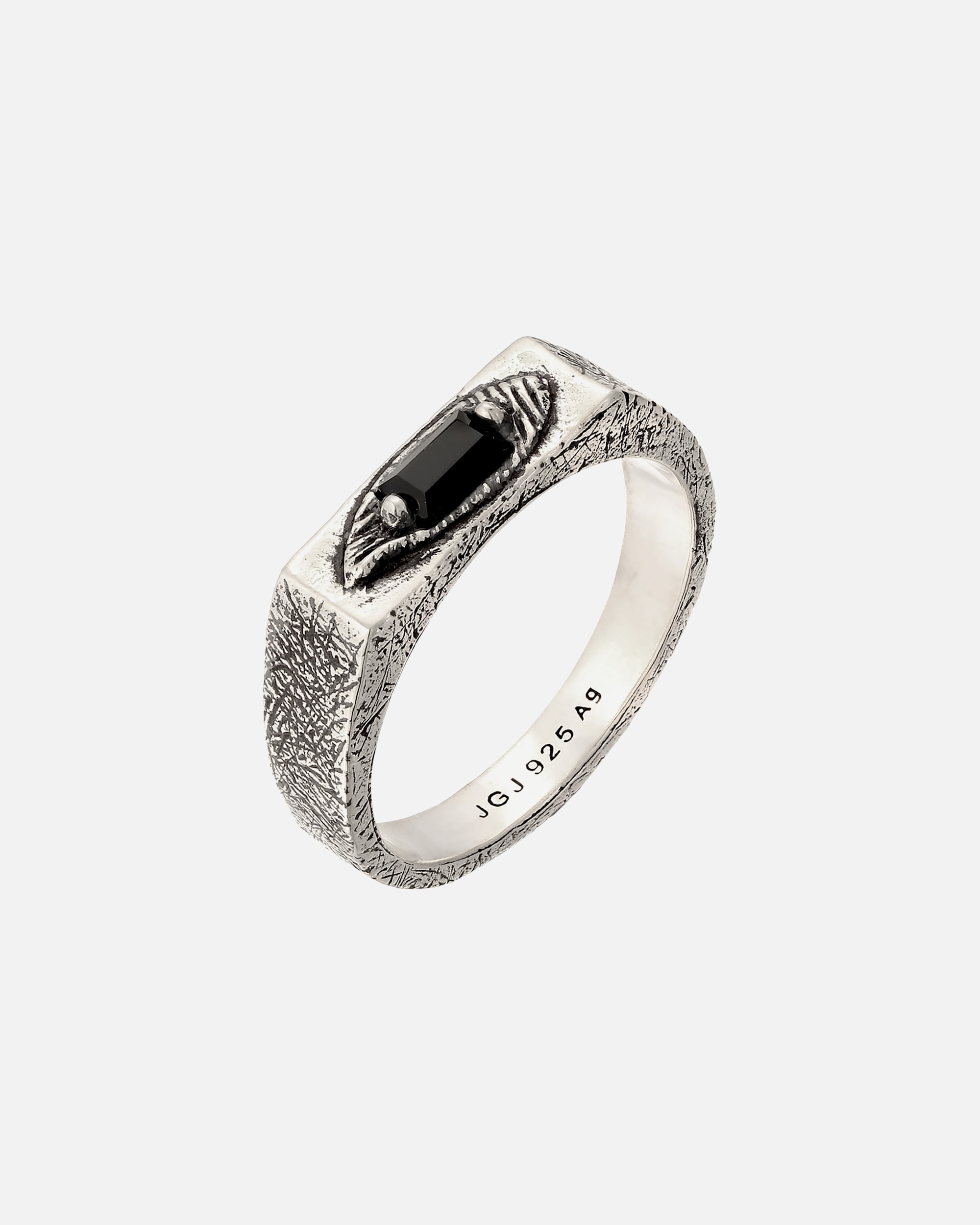 Ring für Männlich Haze & Glory Default Brand Line Siegelring Onyx Schwarz 925 Sterling Silber 60