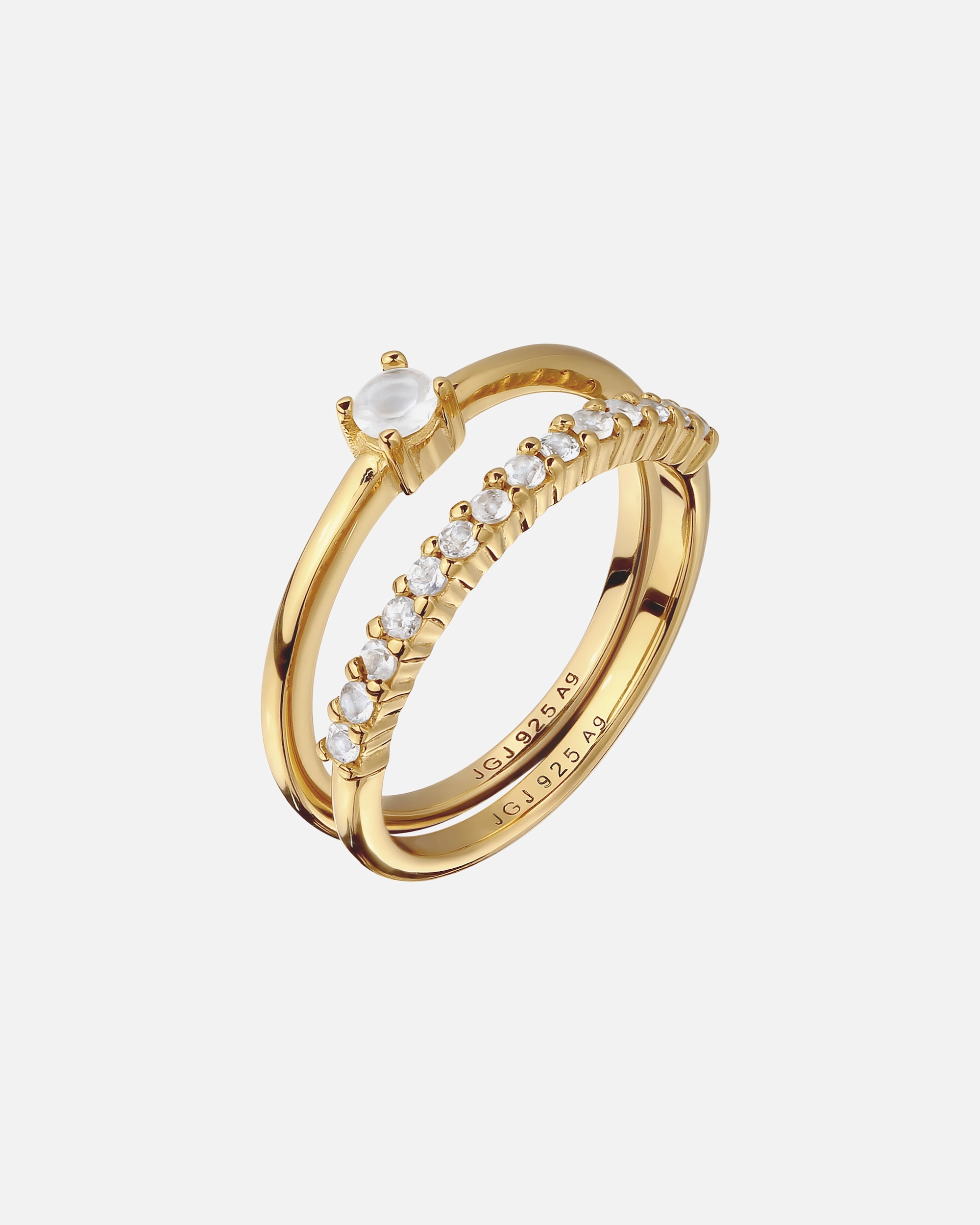 Ring für Weiblich Elli PREMIUM Set Mondstein Regenbogen 925 Sterling Silber 56