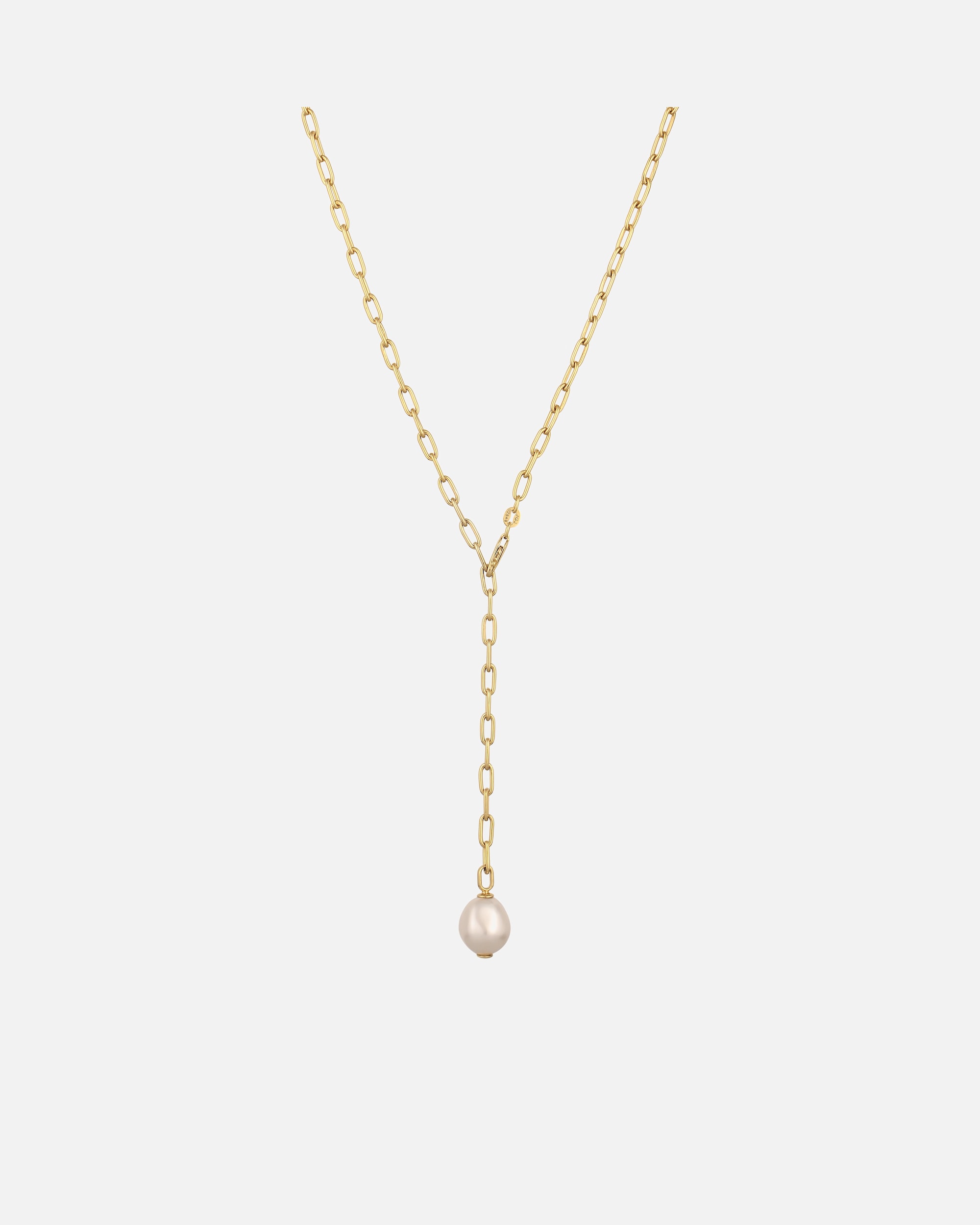 Halskette für Weiblich Elli Y-Kette mit Perlen von Swarovski® Weiß 925 Sterling Silber goldfarben